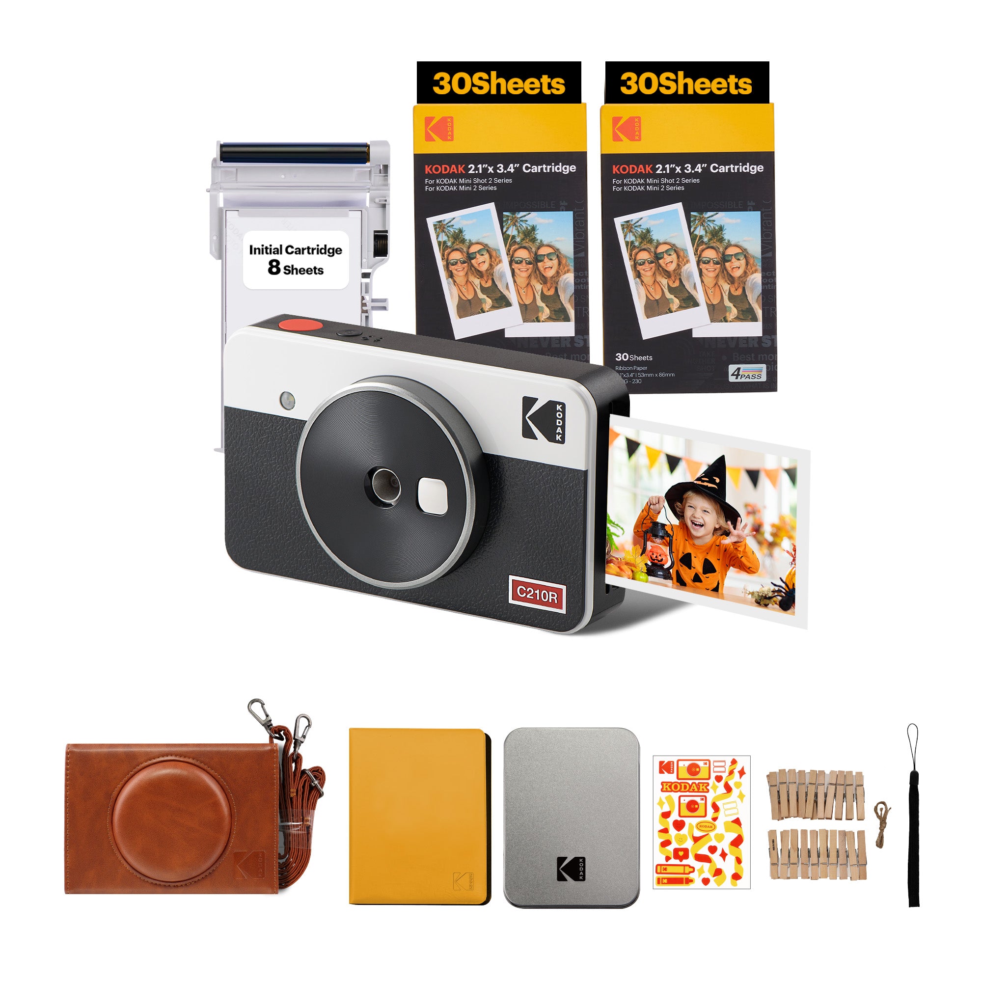 KODAK Mini Shot 2 Retro 4PASS 2-in-1 Instant Camera and Photo Printer  (2.1x3.4 inches) + 68 Sheets Gift Bundle