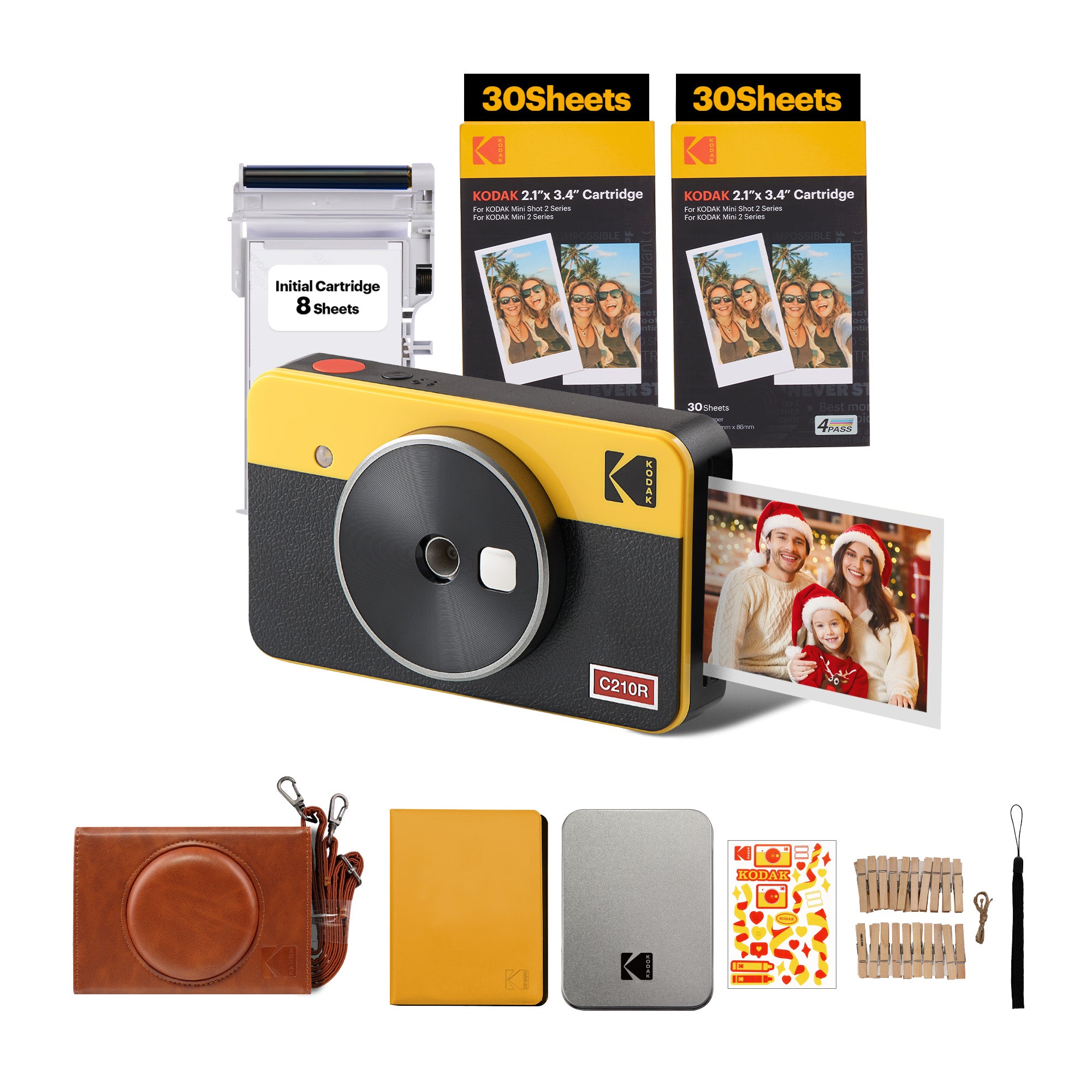 KODAK Mini Shot 2 Retro 4PASS 2-in-1 Instant Camera and Photo Printer  (2.1x3.4 inches) + 68 Sheets Gift Bundle