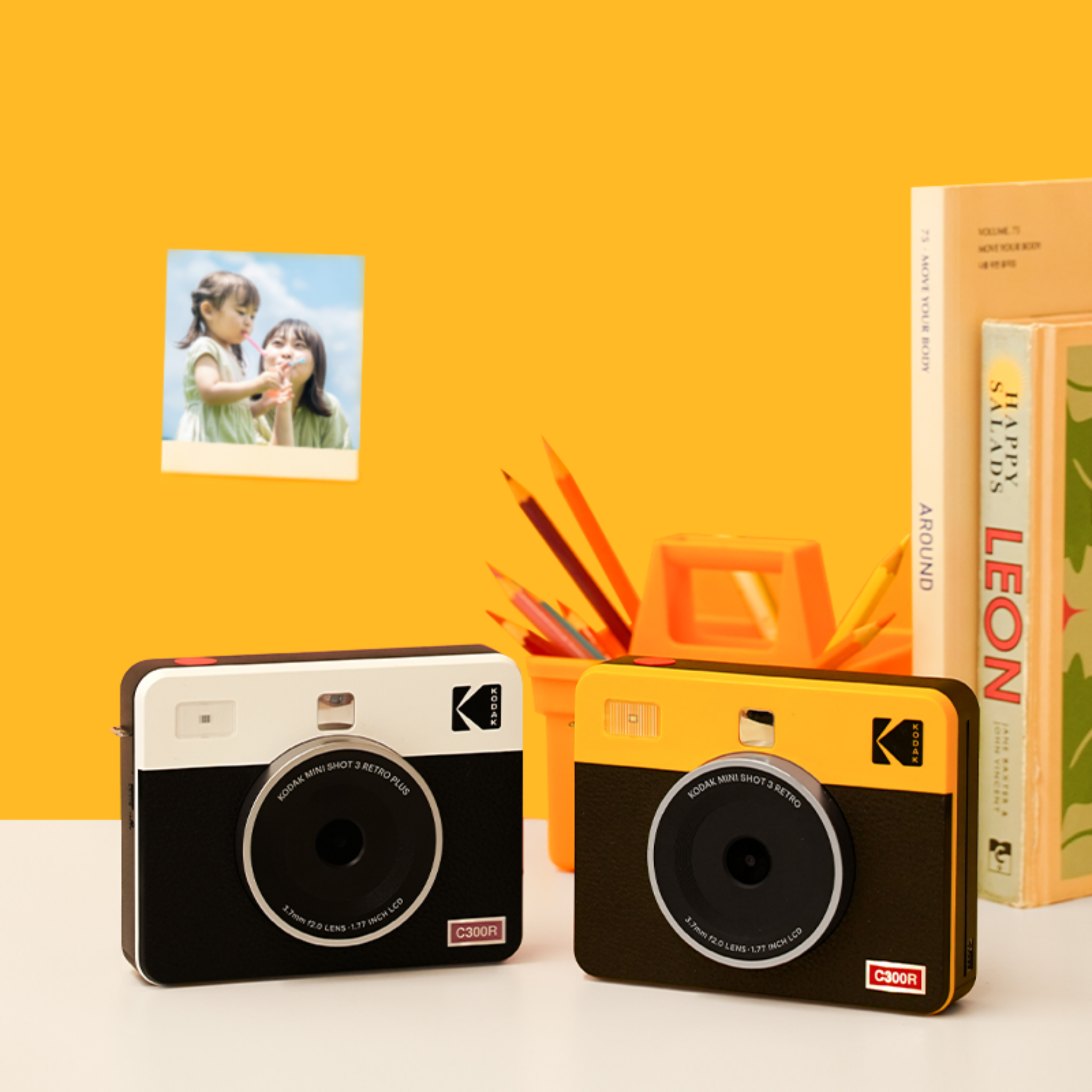 Kodak Mini Shot 3 Retro 3x3 Tragbare kabellose Sofortbildkamera & Fotodrucker + 60-Blatt-Bundle, Real Photo HD, 4PASS-Technologie & laminierte Oberfläche