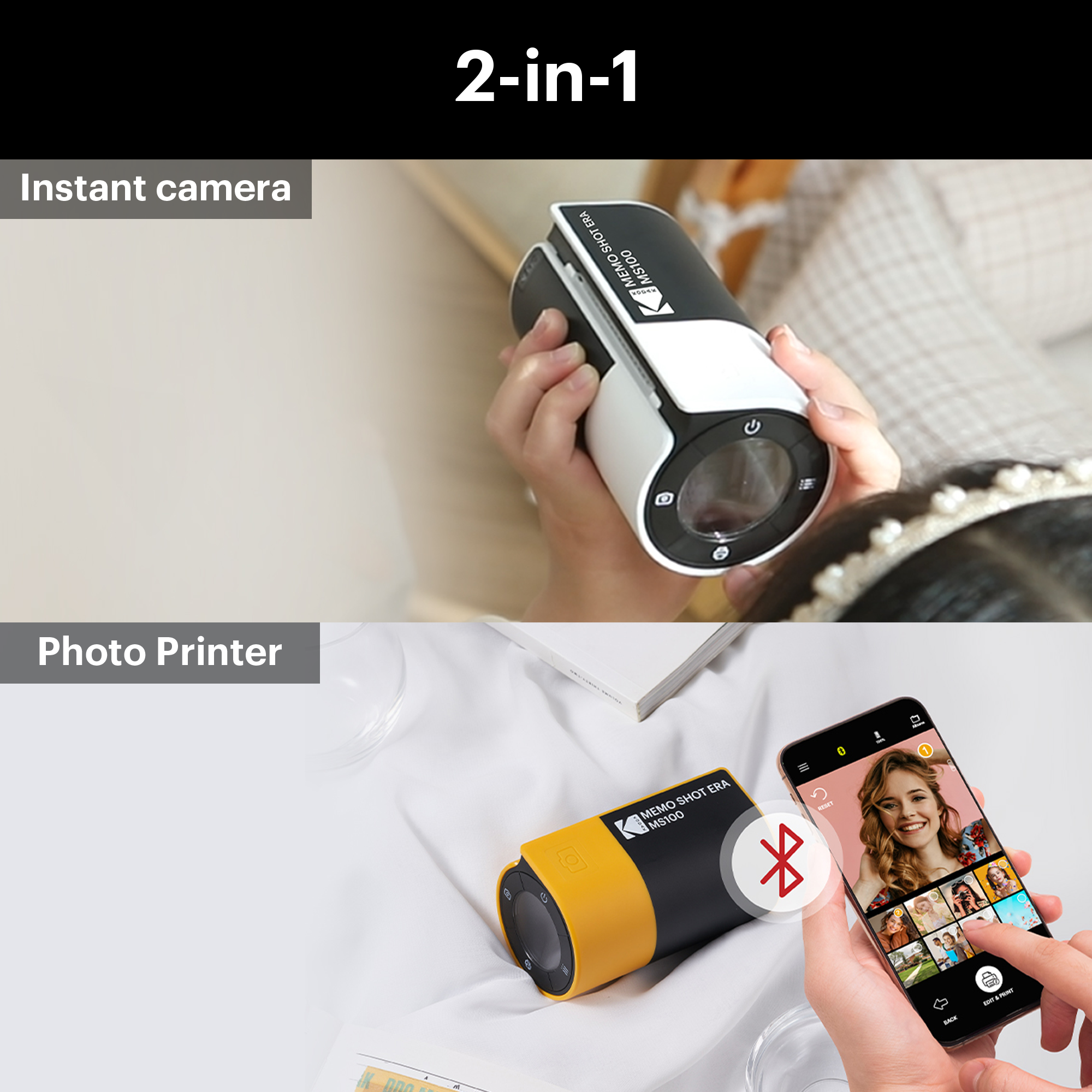 Khanka Hartschalen-Etui Für Kodak Memo Shot ERA Kamera & Drucker – Wasserdicht, Mit Trageriemen – Nur Etui (schwarz/gelber Reißverschluss)