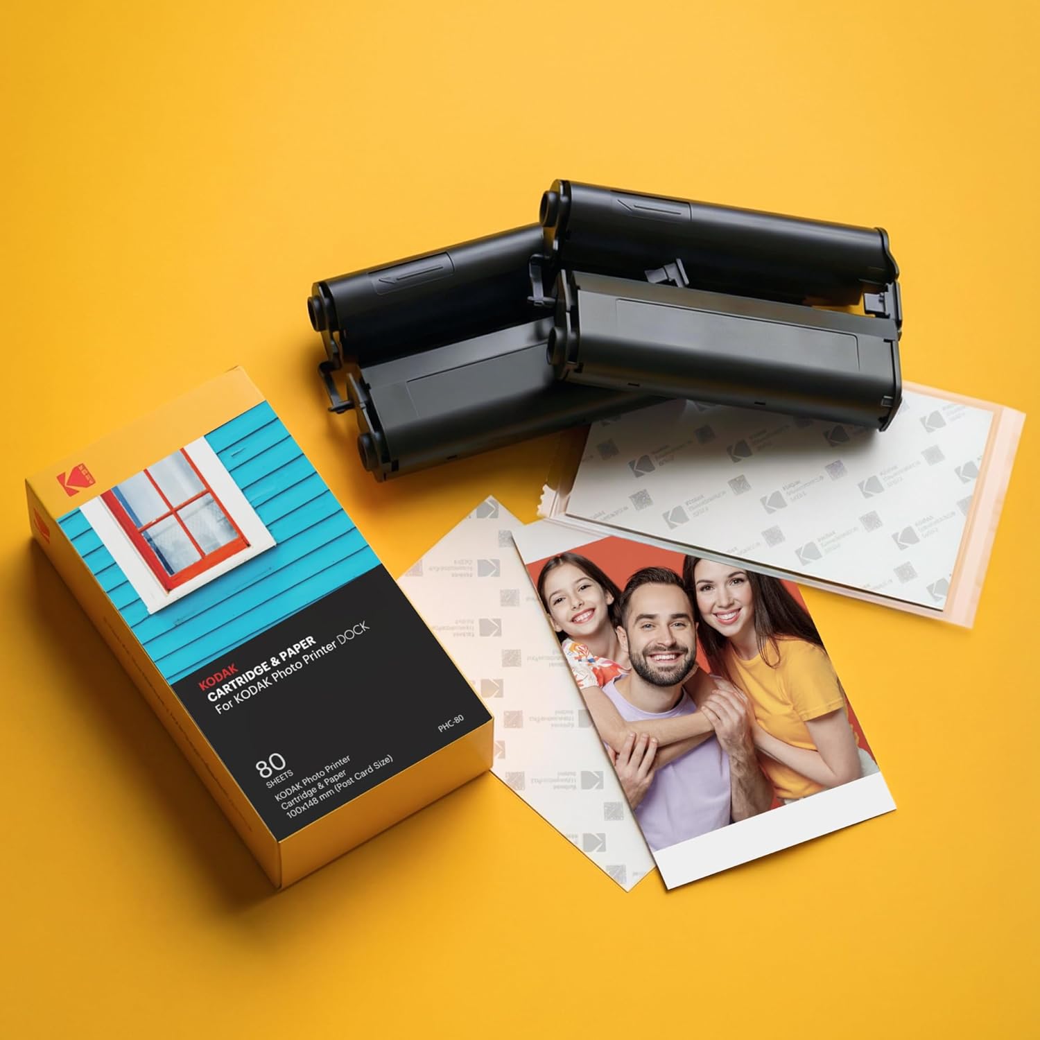 Kodak Fotodrucker 4-Zoll-Patrone - 80 Pack von Kodak 4pass 4'x6 'Patrone, All-in-One-Papier- und Farbband-Patrone-Nachfüllung - kompatibel mit Kodak Dock Plus