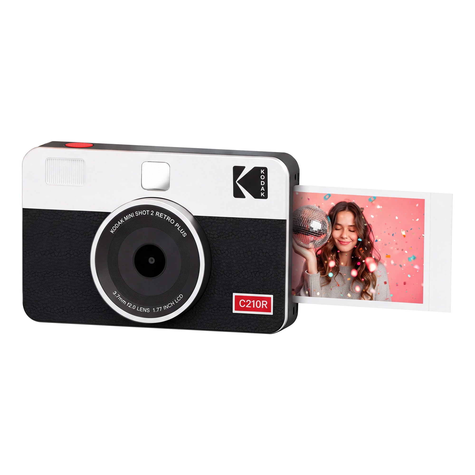 White KODAK Mini Shot 2 Retro C210R 2-in-1 instant camera and photo printer — 2.1x3.4 inch, retro design