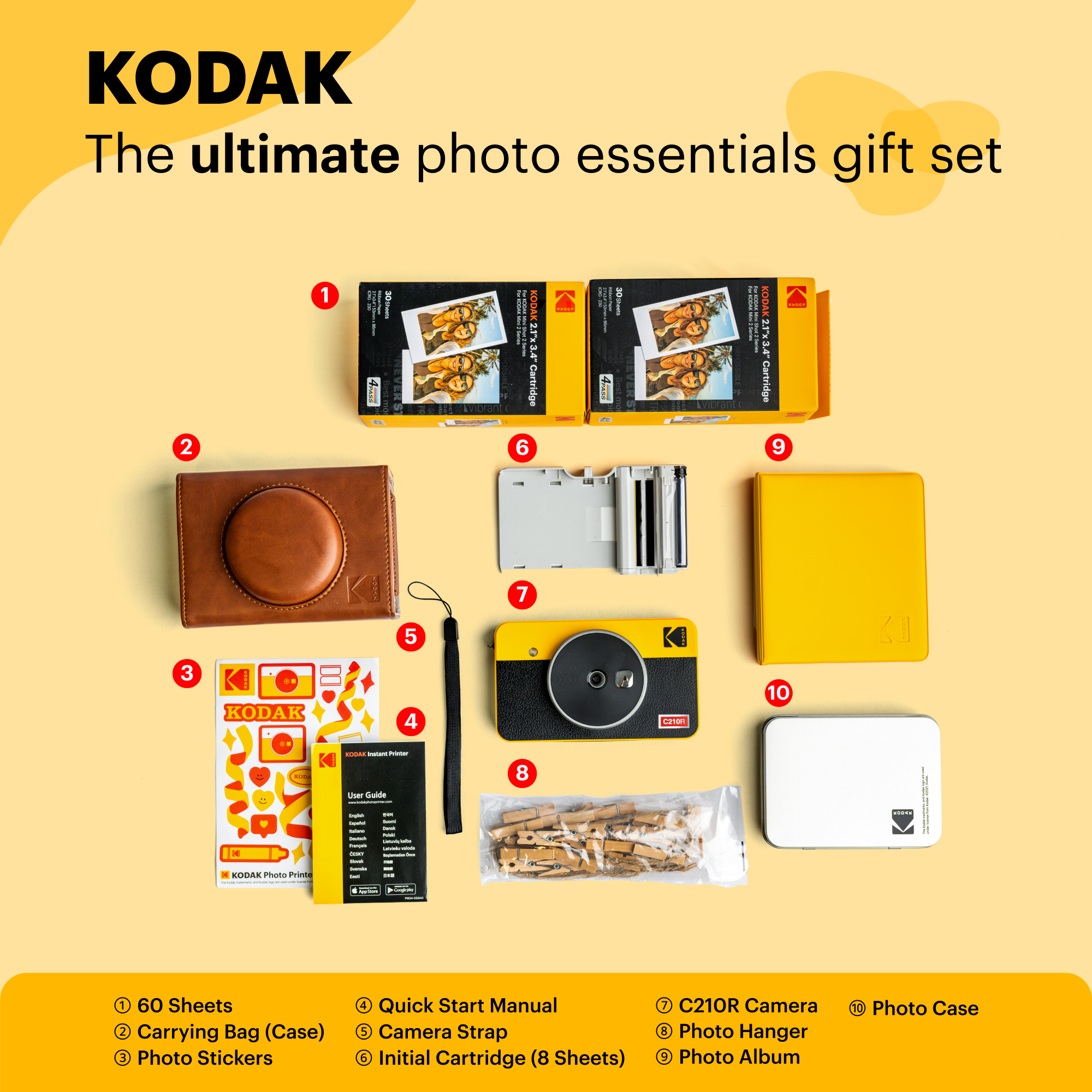KODAK Mini Shot 2 Retro 4PASS Appareil photo instantané et imprimante photo 2 en 1 (2,1 x 3,4 pouces) + coffret cadeau 68 feuilles