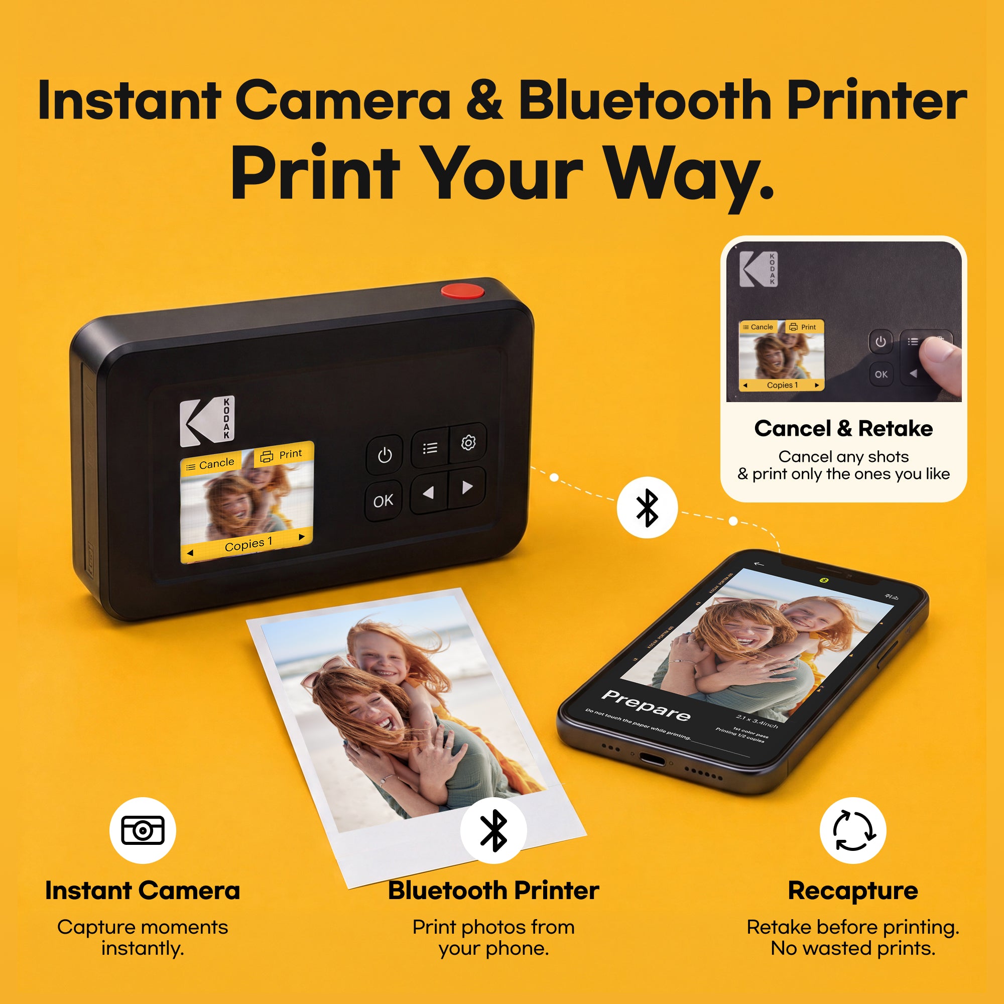 KODAK Mini Shot 2 Retro 2.1x3.4 Inch C210R 38 Sheet Gift Bundle