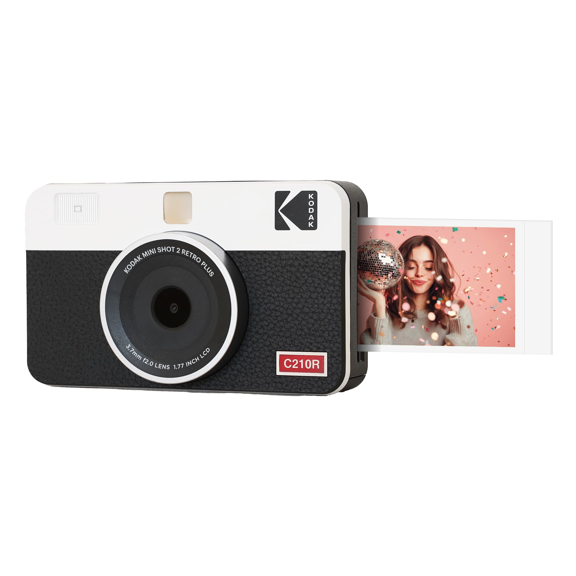 White KODAK Mini Shot 2 Retro C210R 2-in-1 instant camera and photo printer — 2.1x3.4 inch, retro design
