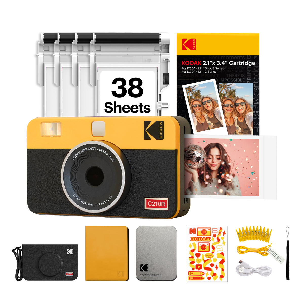 KODAK Mini Shot 2 Retro 2.1x3.4 Inch C210R 38 Sheet Gift Bundle