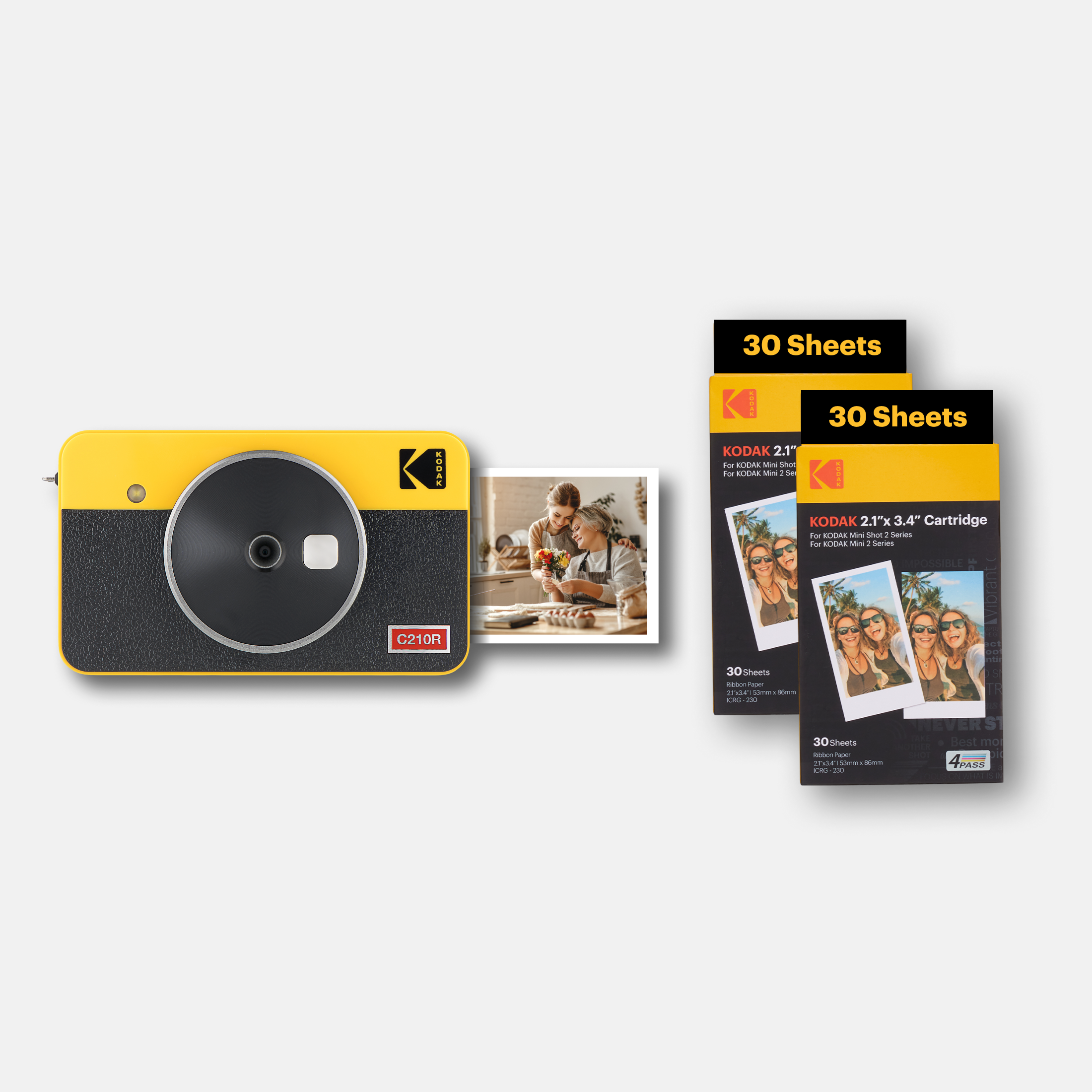 Kodak Mini Shot 2 Retro Fotocamera Istantanea Wireless Portatile e Stampante Fotografica + Pacchetto da 60 Fogli, Real Photo (2.1x3.4) Tecnologia 4Pass