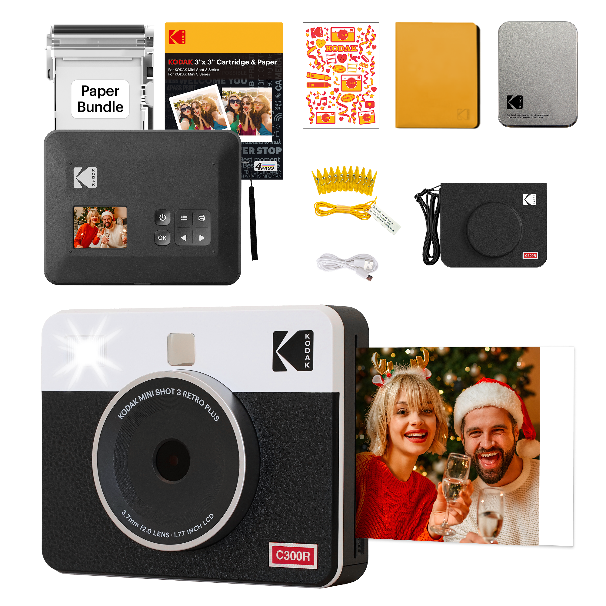 KODAK Mini Shot 3 Retro C300R 30 sheet Gift Bundle