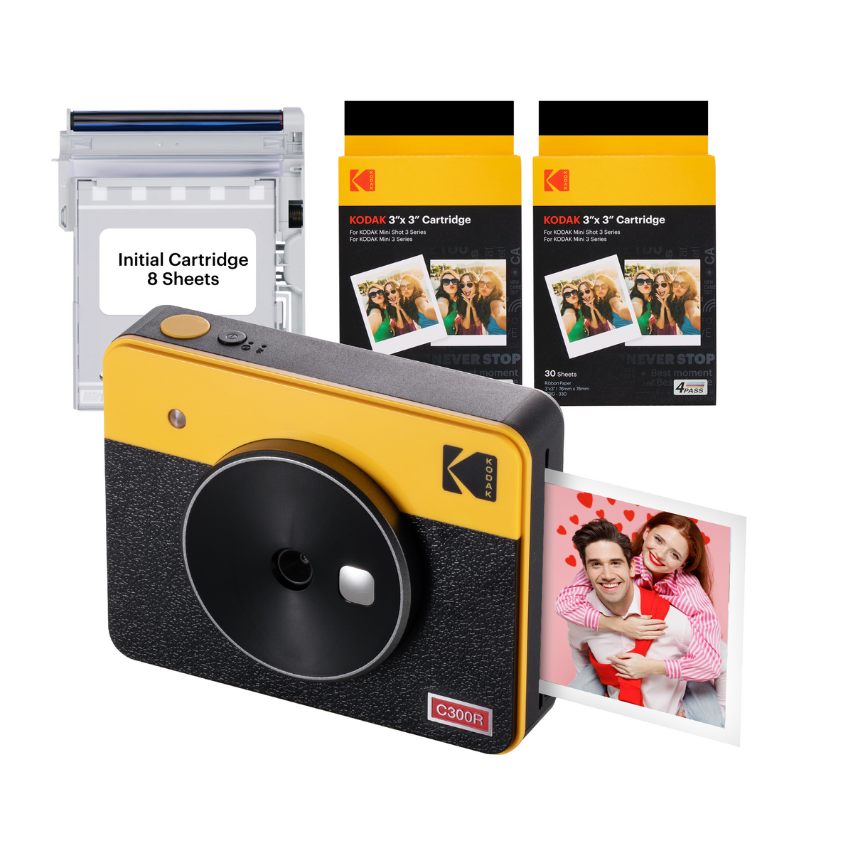 KODAK Mini Shot 3 Retro 4PASS 2-in-1 Instant Camera and Photo Printer (3x3  inches) + 68 Sheets Bundle