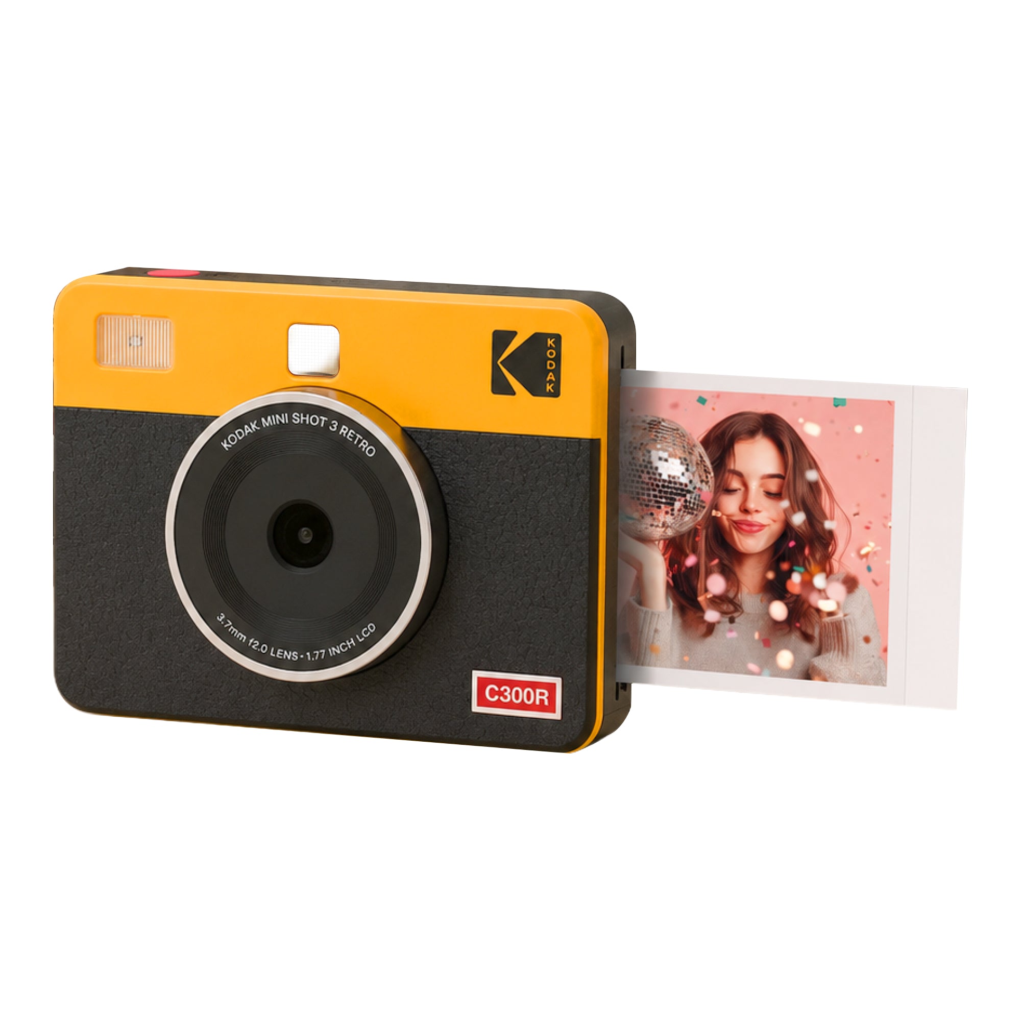 Yellow KODAK Mini Shot 3 Retro C300R 2-in-1 instant camera and photo printer — 3x3 inch, retro design