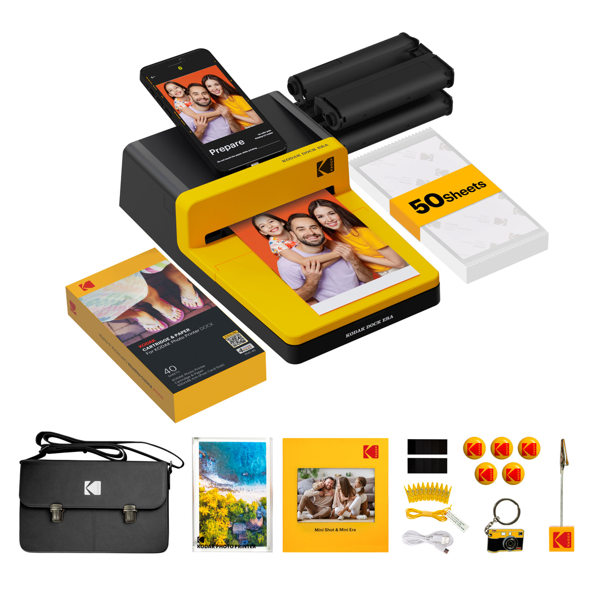KODAK Dock Era 4x6 Inch D600 Photo Printer 50 Sheet Gift Bundle