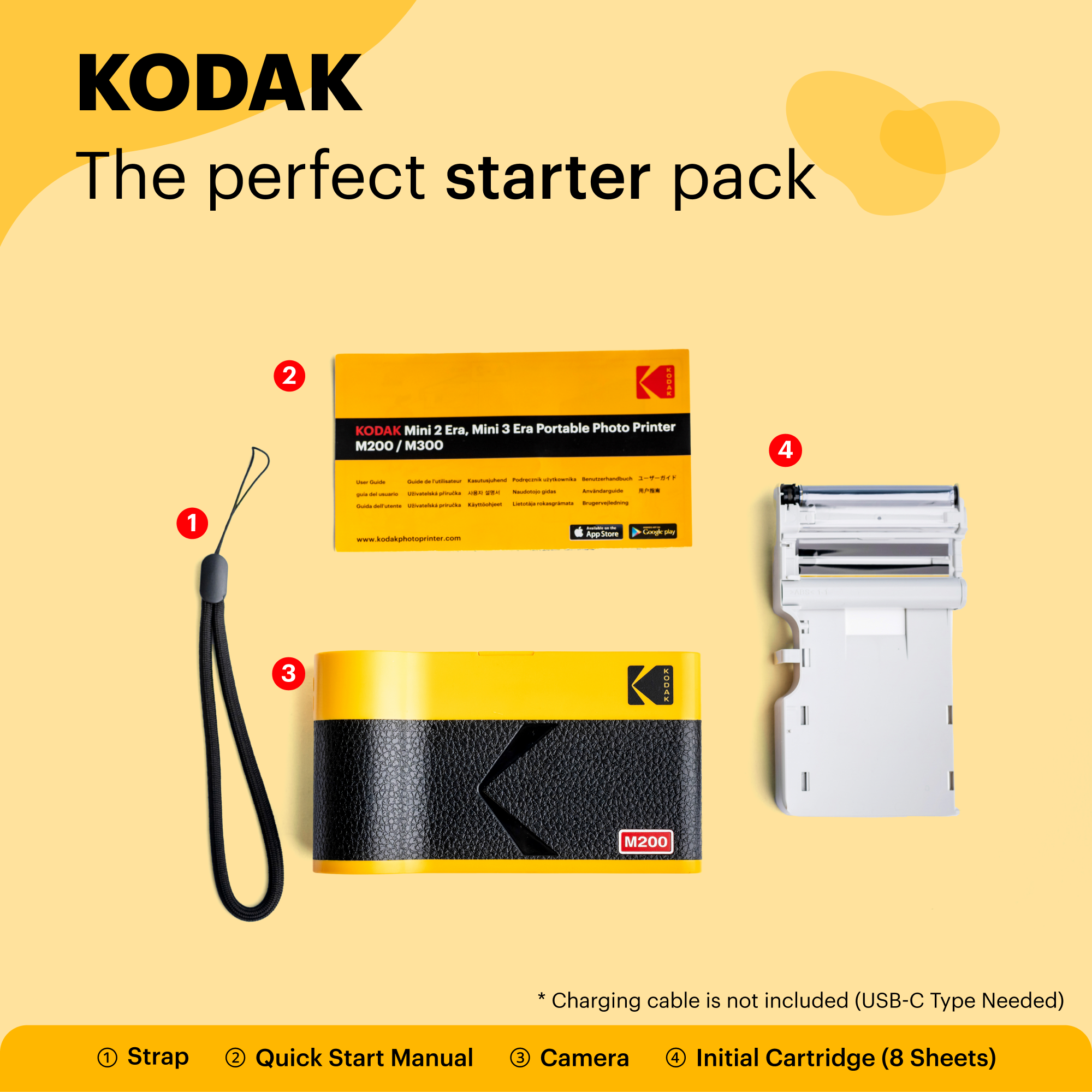 Imprimante photo portable KODAK Mini 2 ERA 4PASS (2,1x3,4) (imprimante + 8 feuilles)…