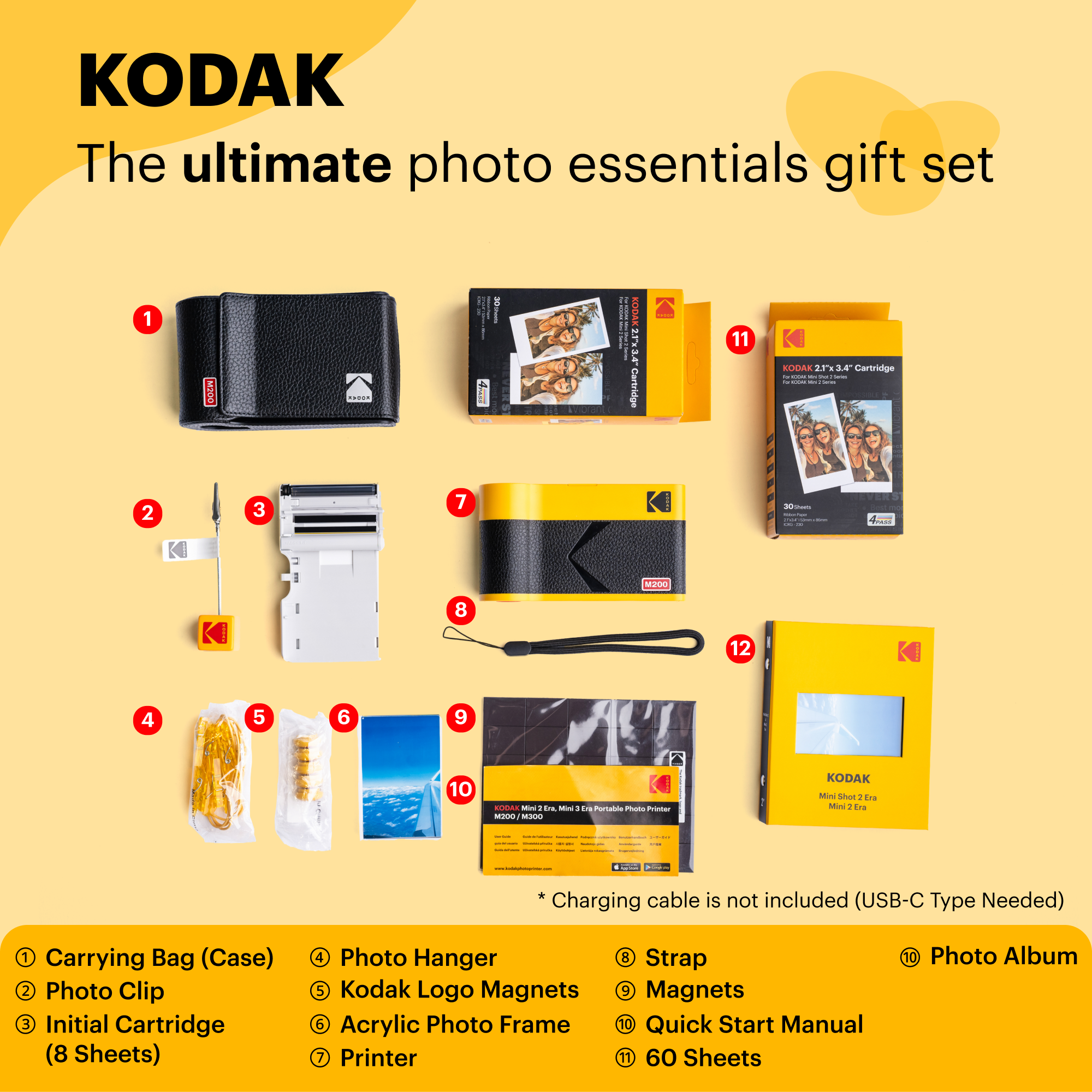 Imprimante photo portable KODAK Mini 2 ERA 4PASS (2,1x3,4) (imprimante + 68 feuilles + accessoires cadeaux)…