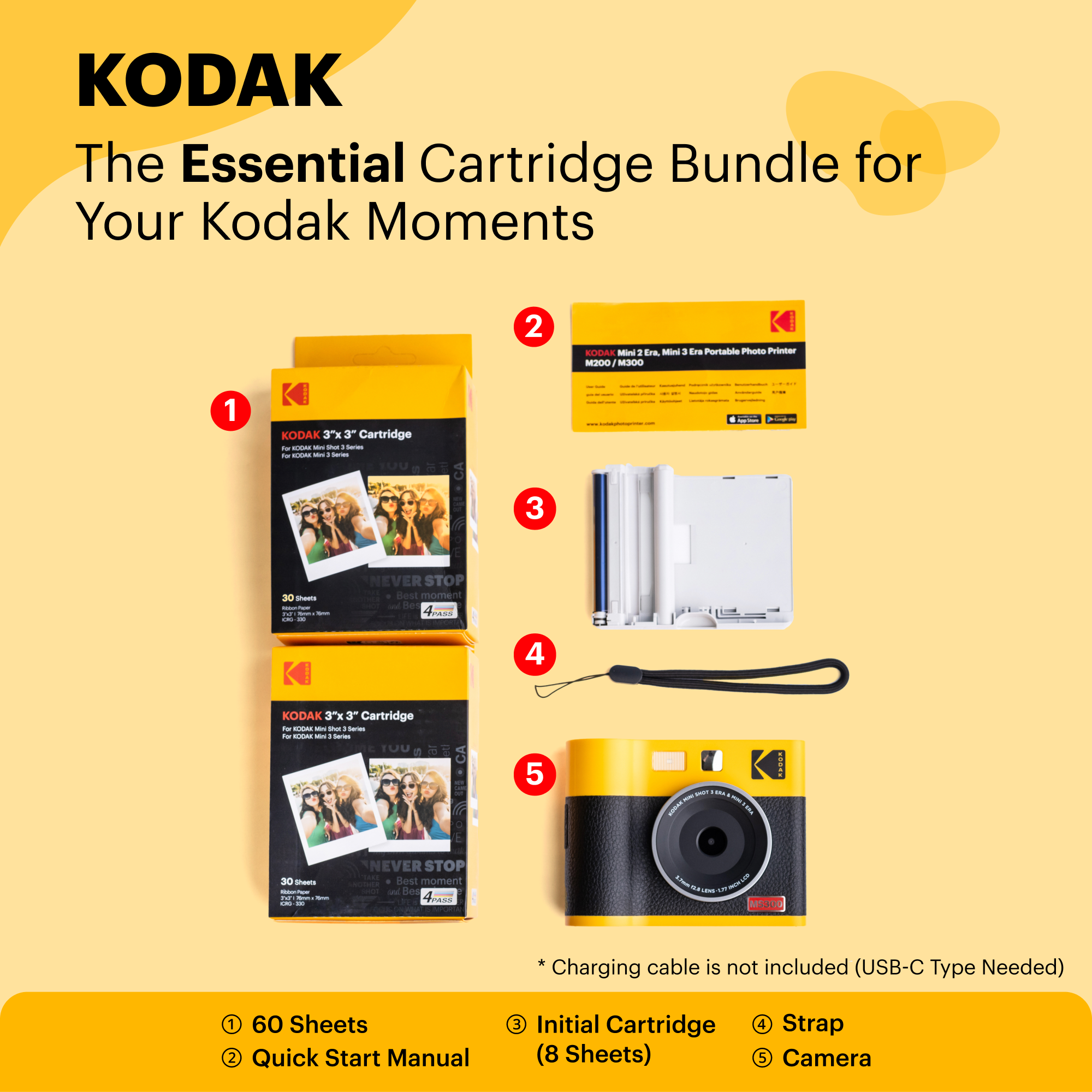KODAK Mini Shot 3 ERA 4PASS Appareil photo instantané et imprimante photo 2 en 1 (3x3) (appareil photo + 68 feuilles)