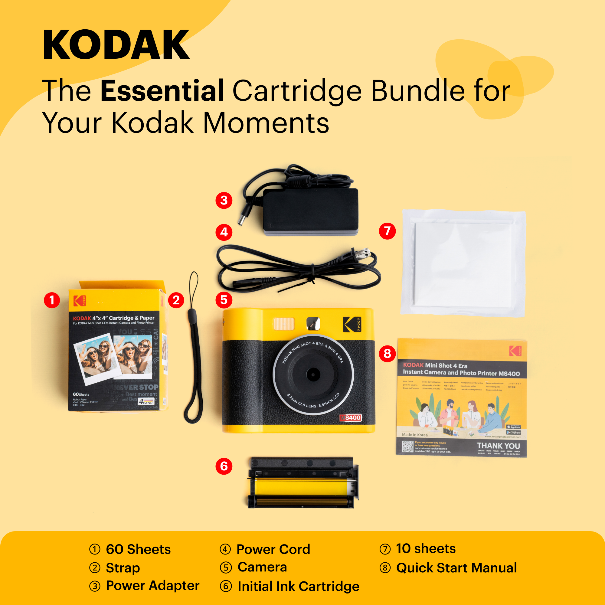 KODAK Mini Shot 4 ERA 4PASS Appareil photo instantané et imprimante photo 2 en 1 (4x4) (appareil photo + 68 feuilles)…