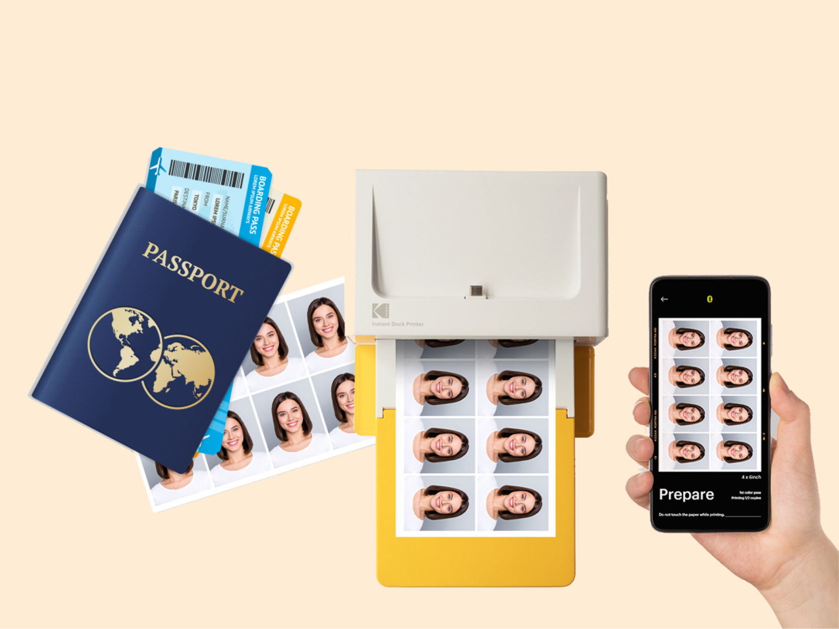 Kodak Dock Plus 4x6" Bluetooth Instant Photo Printer, 4Pass & Laminierprozess - 80 Blatt Bundle
