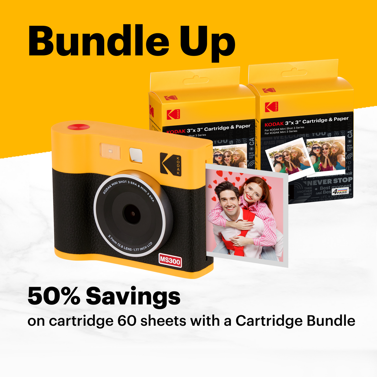 KODAK Mini Shot 3 ERA 4PASS 2-in-1 Instant Camera and Photo Printer (3x3)  (Camera + 8 Sheets)