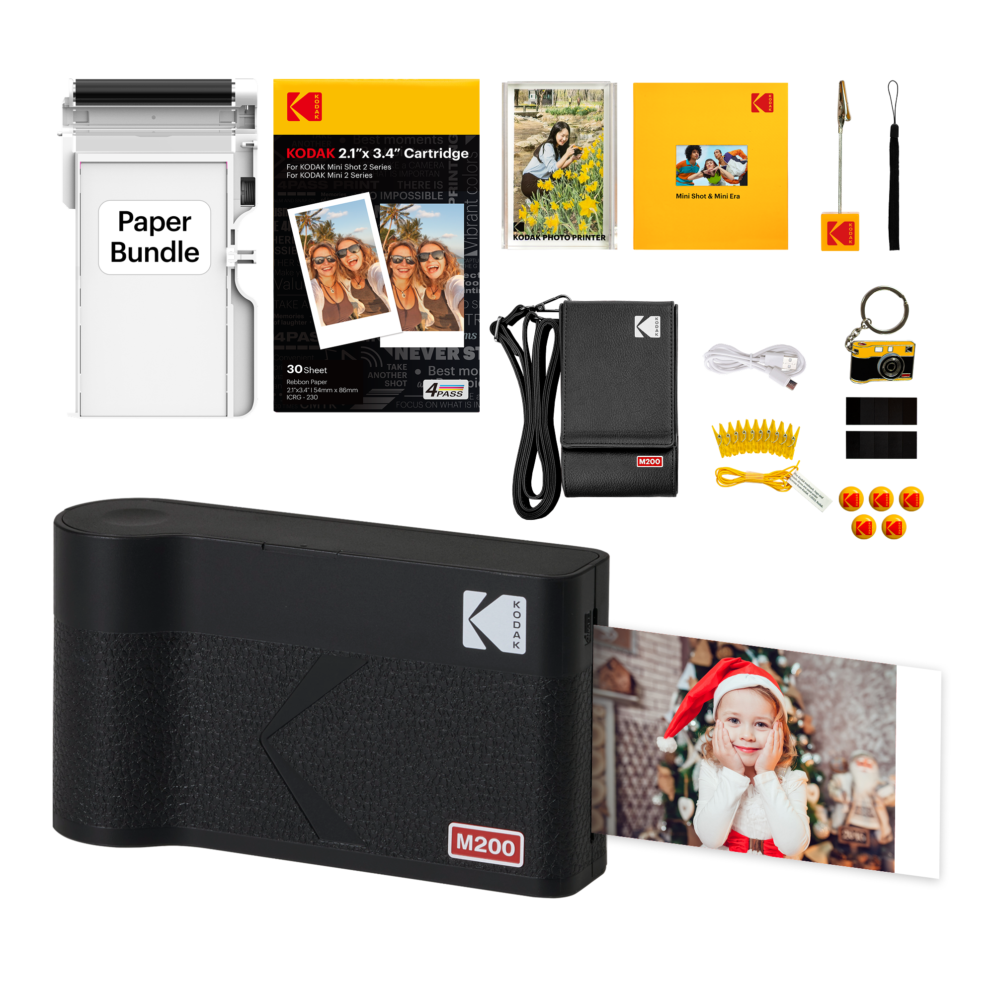 Imprimante photo portable KODAK Mini 2 ERA 4PASS (2,1x3,4) (imprimante + 68 feuilles + accessoires cadeaux)…