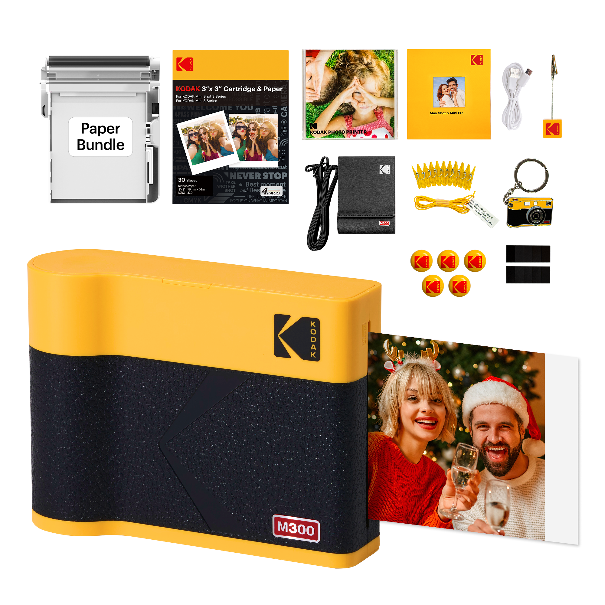 Imprimante photo portable KODAK Mini 3 ERA 4PASS (3x3) (imprimante + 68 feuilles + accessoires cadeaux)…
