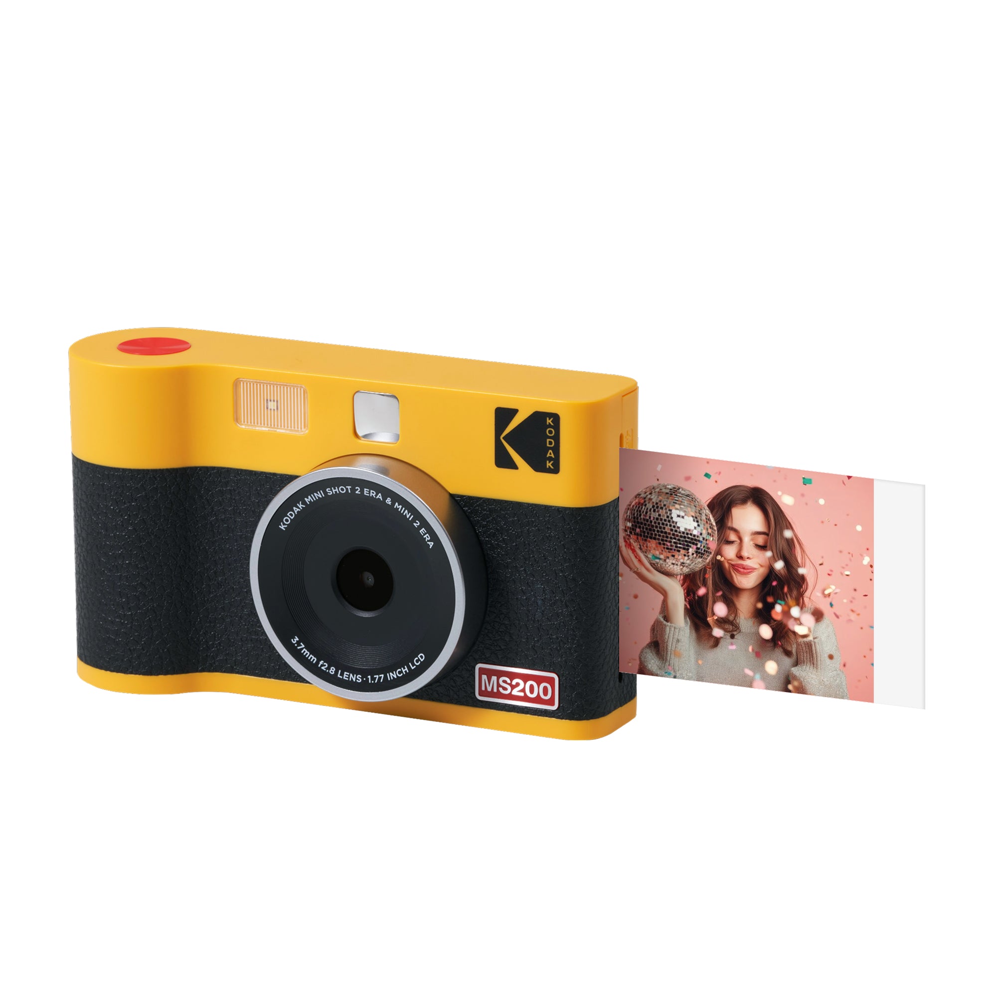Yellow KODAK Mini Shot 2 Era MS200 2-in-1 instant camera and photo printer — 2.1x3.4 inch, 4PASS