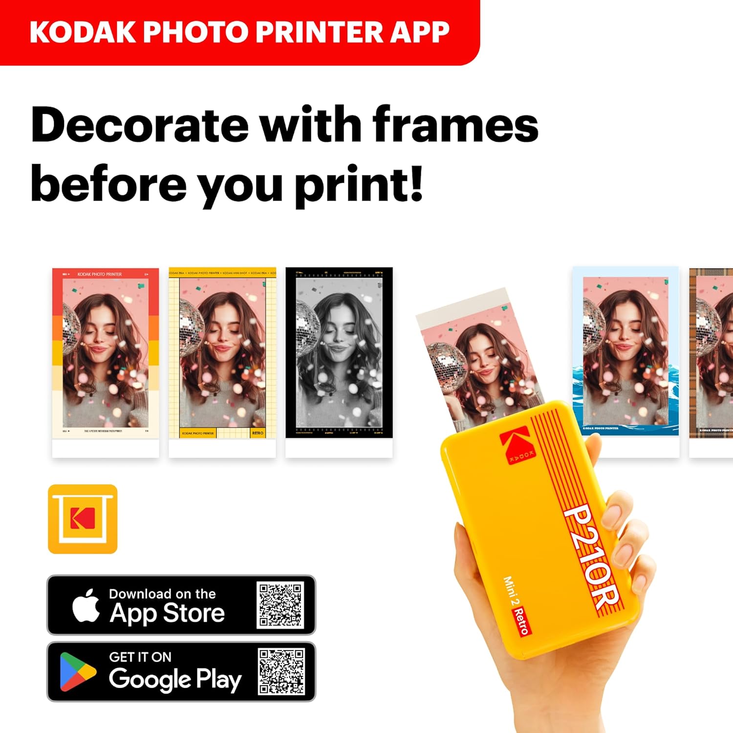 KODAK Mini 2 Retro 2.1x3.4 Inch Printer P210R