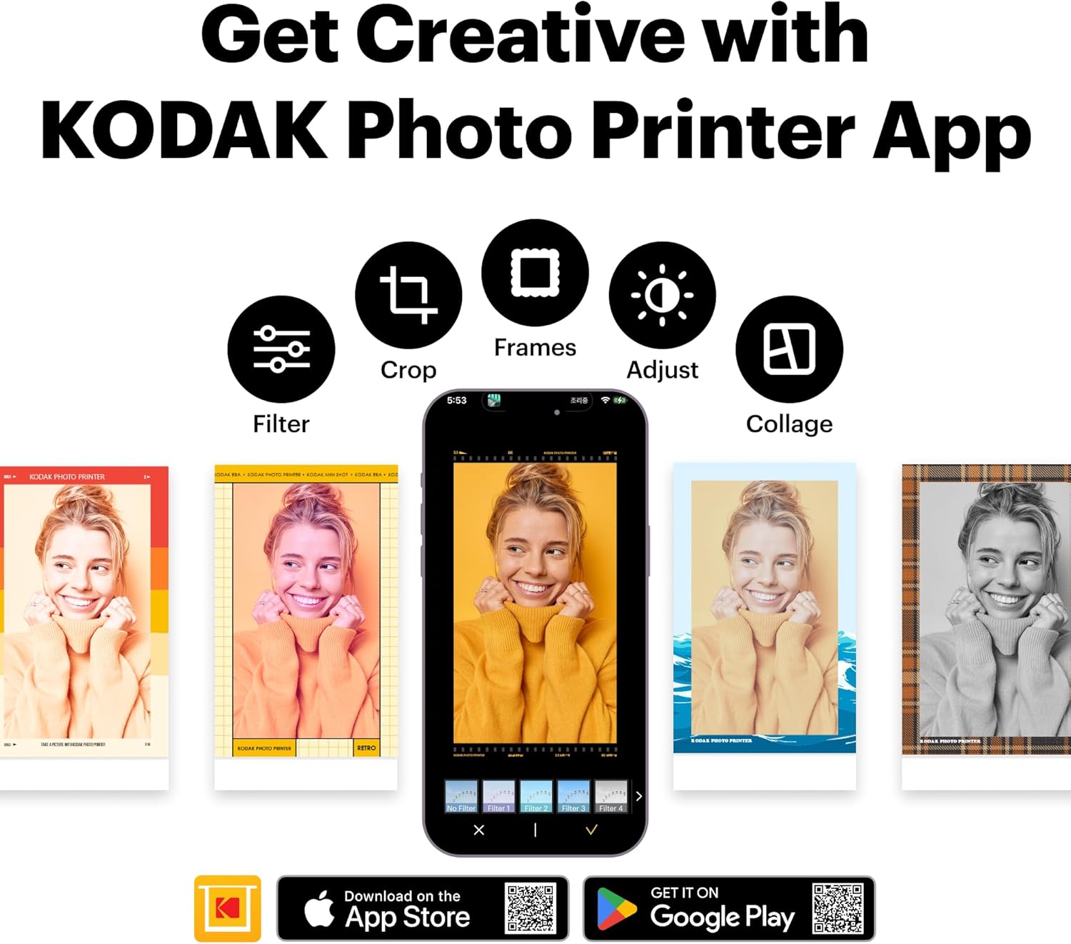 Impresora fotográfica portátil Kodak Mini 2 Retro 2.1x3.4 ”+ paquete de 60 hojas, conexión inalámbrica, foto real, 4PASS y proceso de laminación, calidad superior