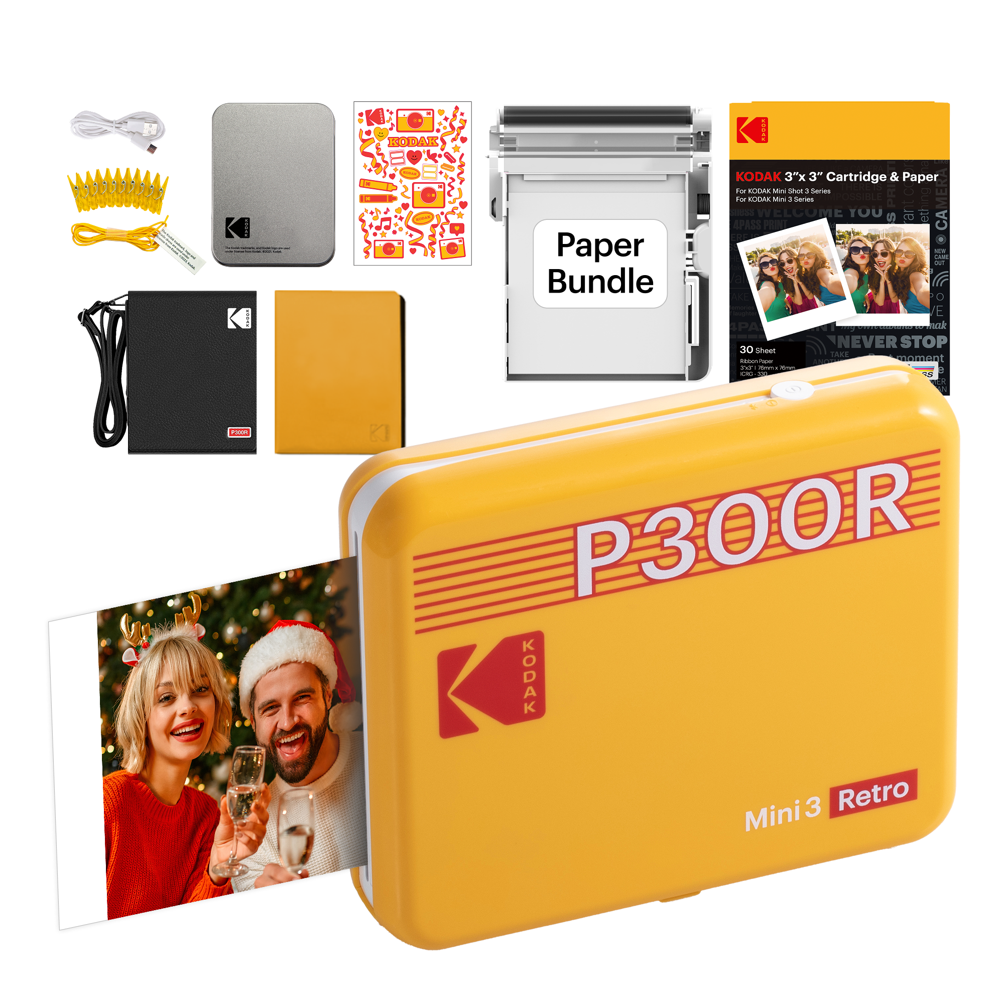 KODAK Mini 3 Retro P300R 30 sheets Gift Bundle