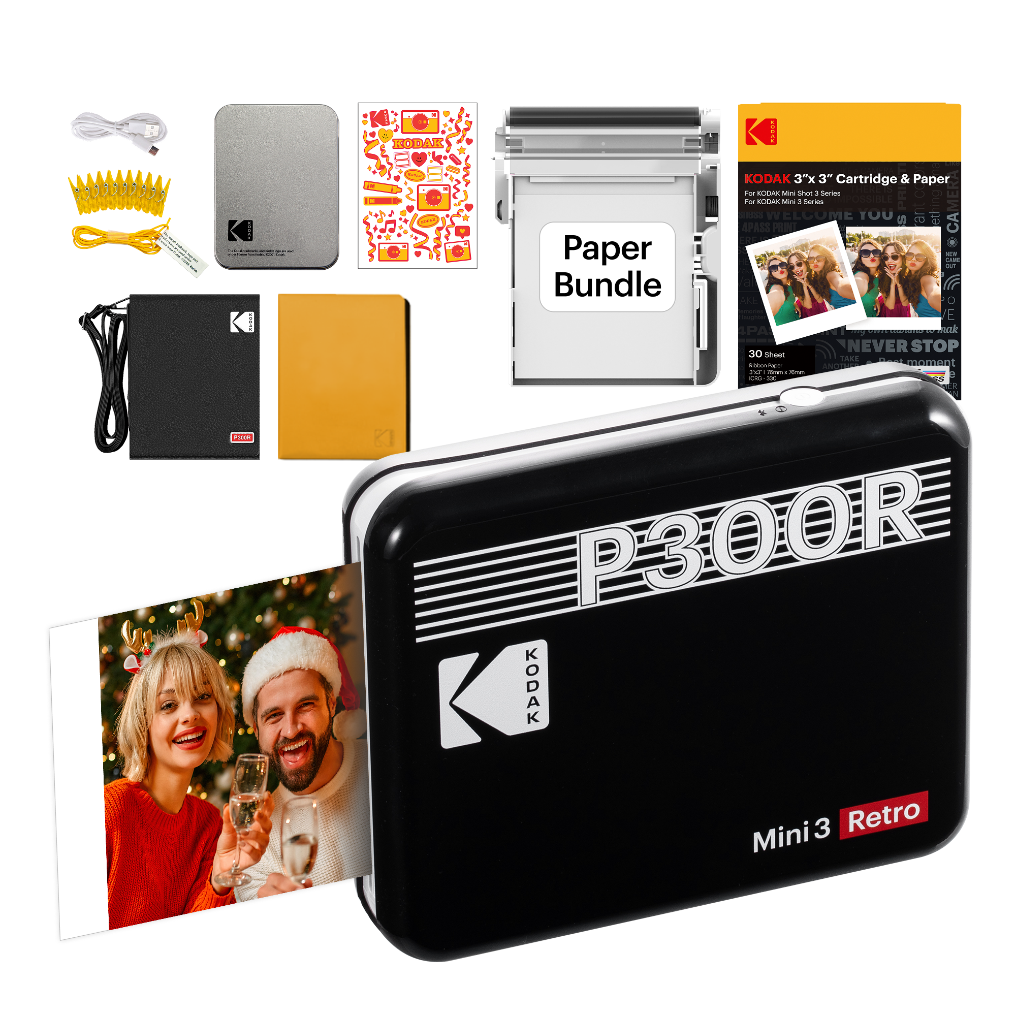 KODAK Mini 3 Retro P300R 30 sheets Gift Bundle