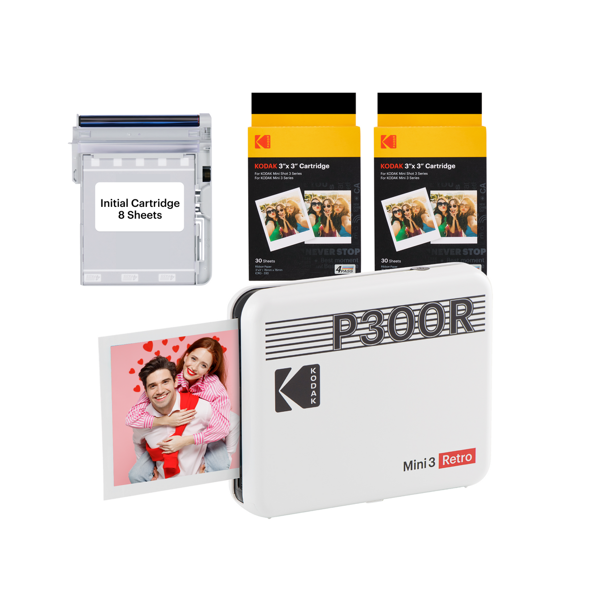 KODAK Mini 3 Retro 4PASS Portable Photo Printer (3x3 inches) + 68 Sheets  Bundle