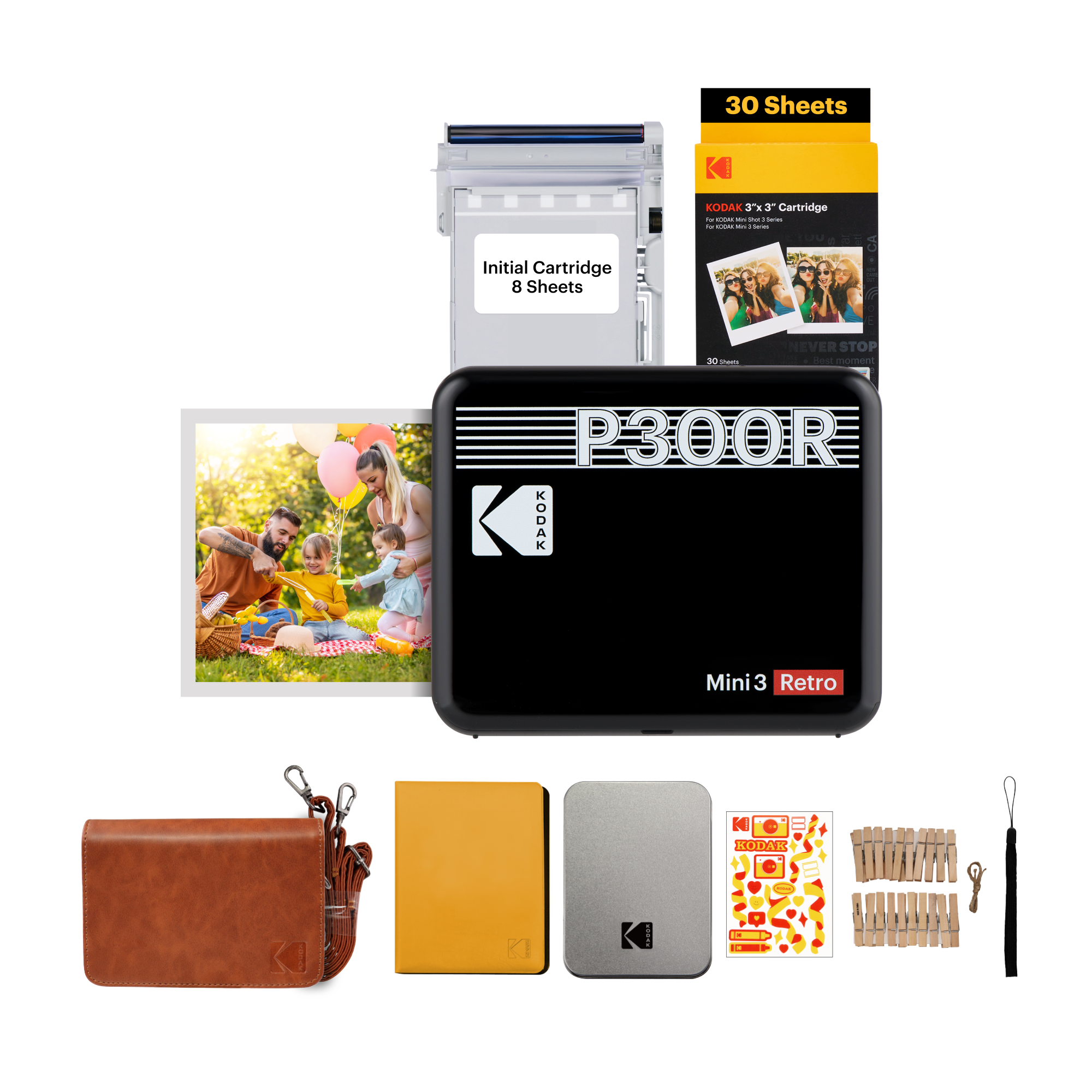 KODAK Mini 3 Retro P300R 30 sheets Gift Bundle