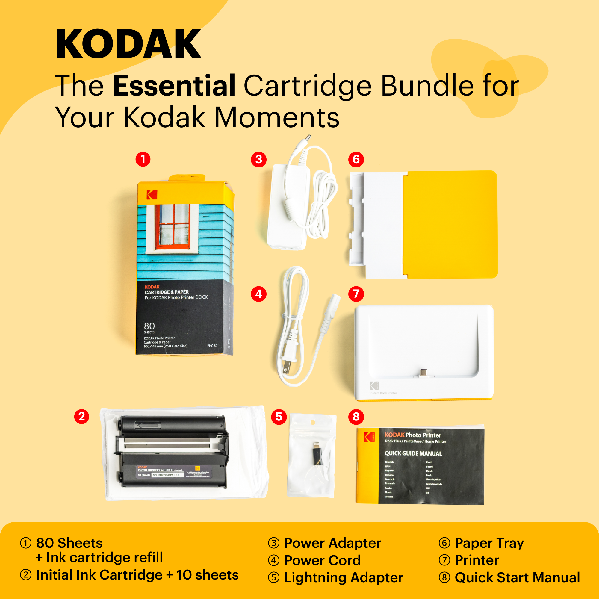 Kodak Dock Plus 4x6" Bluetooth Instant Photo Printer, 4Pass & Laminierprozess - 80 Blatt Bundle