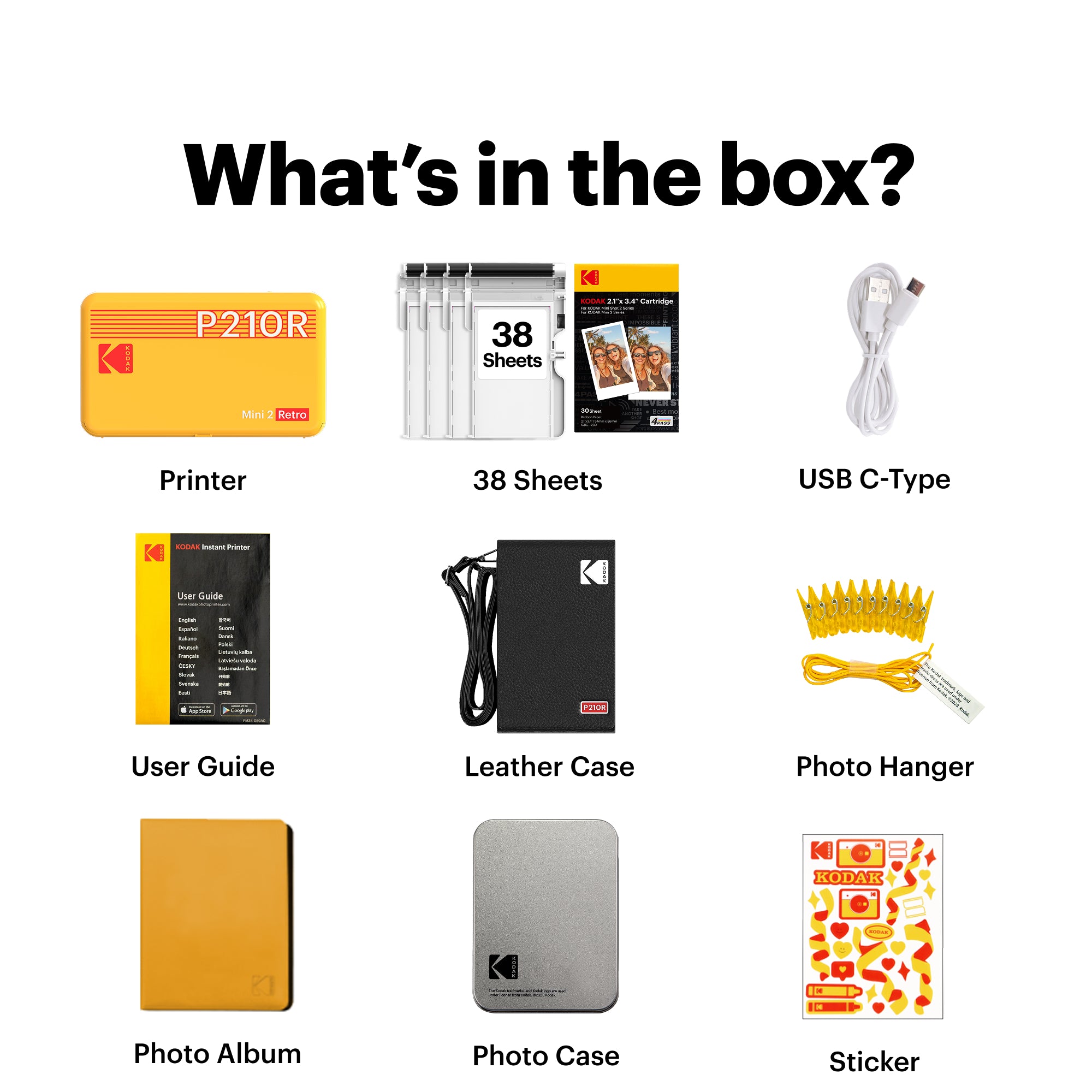 KODAK Mini 2 Retro 2.1x3.4 Inch P210R 38 Sheet Gift Bundle