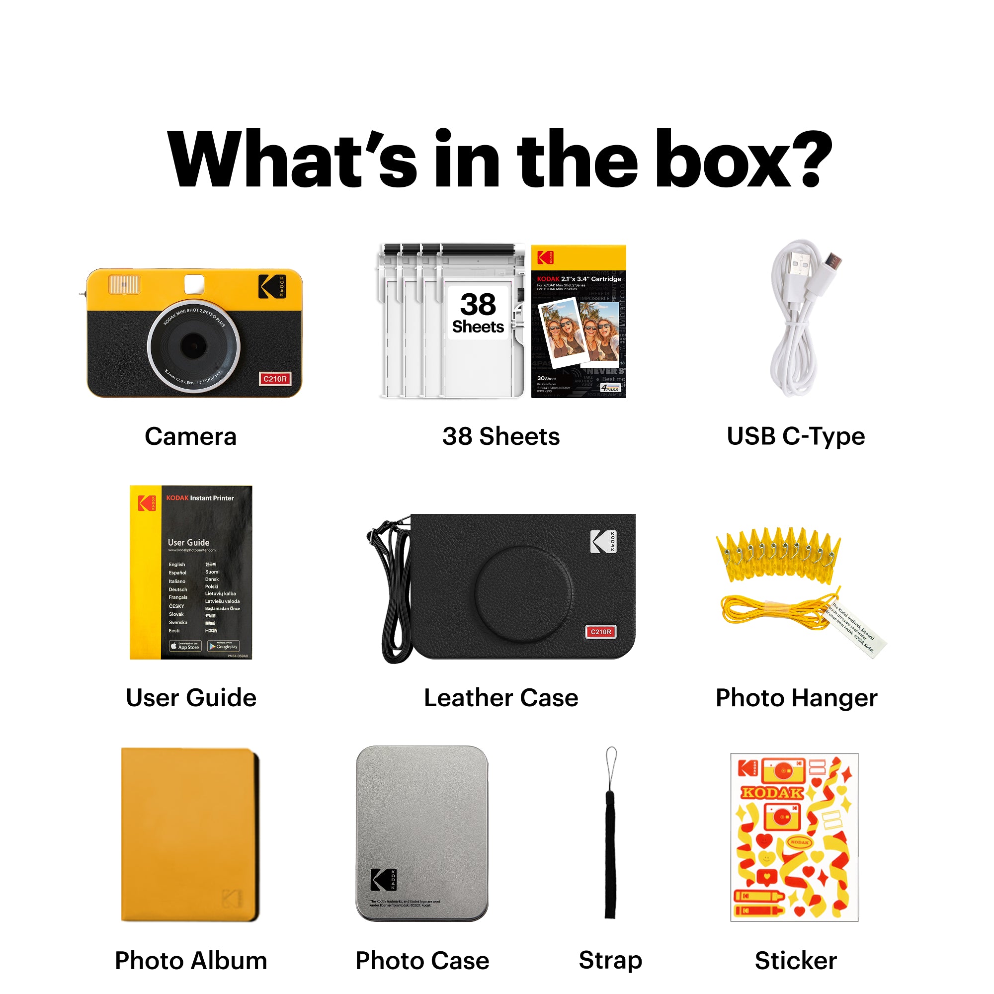 KODAK Mini Shot 2 Retro 2.1x3.4 Inch C210R 38 Sheet Gift Bundle