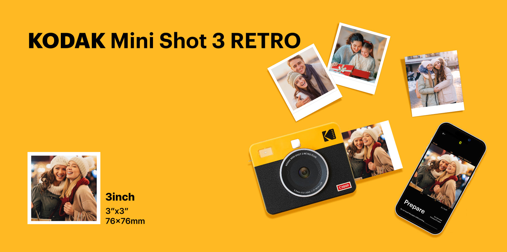 Kodak Mini Shot 3 Retro (C300R) | Best Instant 3x3” Bluetooth