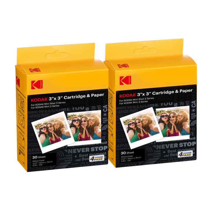 KODAK photo Imprimante 3 pouces Cartouche - 60 Pack de cartouche Kodak 4Pass 3 "x3", de papier tout-en-un et de cartouche de ruban de couleur - compatible avec mini 3 carrés, mini 3 carré rétro, mini-tiré 3 carré, mini-tiré 3 carré Rétro