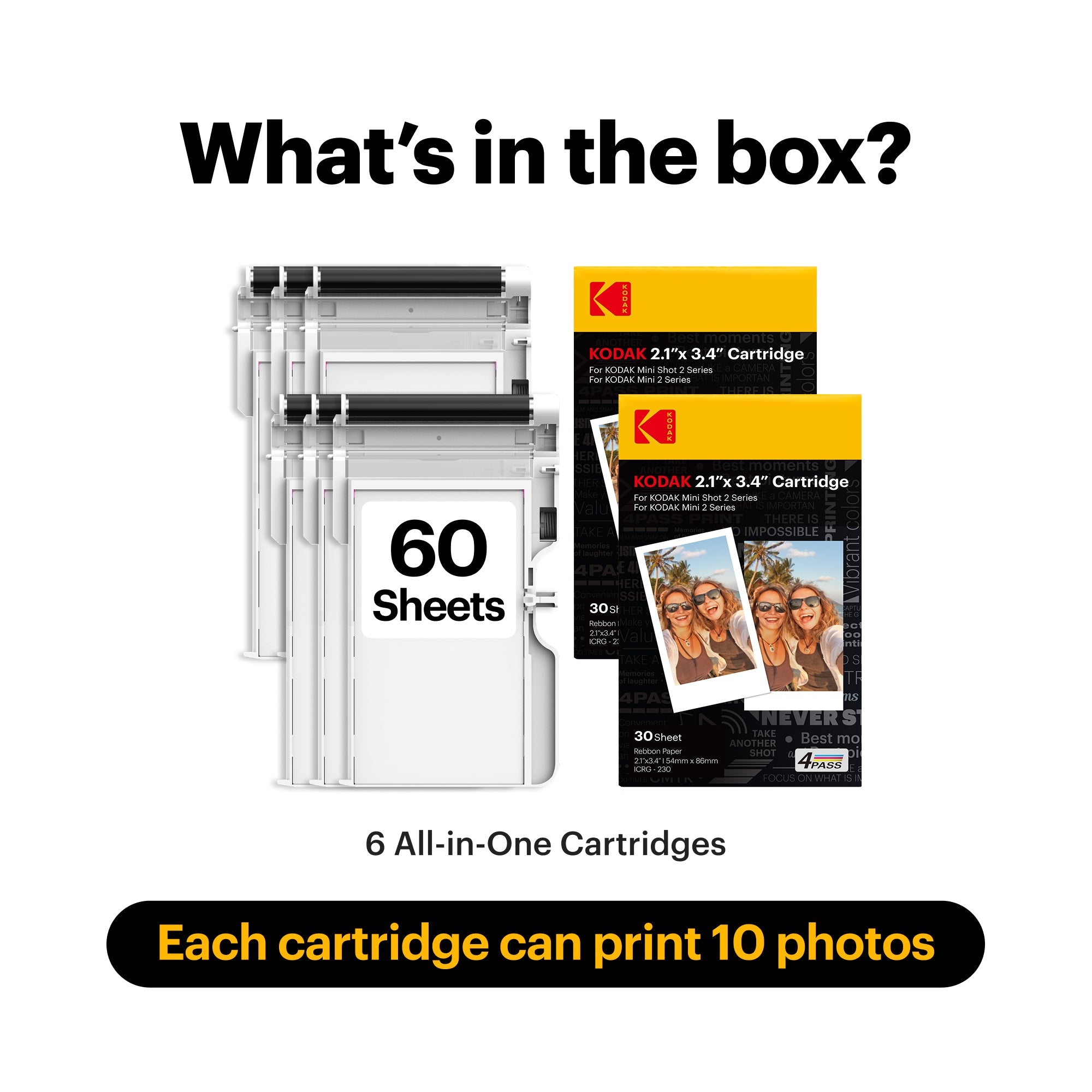 Kodak Photo Printer Mini 2 Cartridge & Refill | 2.1 x 3.4 All In