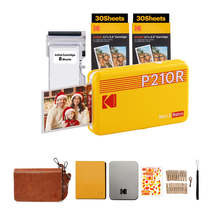 KODAK Mini 2 Retro 4PASS Portable Photo Printer (2.1x3.4 inches) + 68 Sheets Gift Bundle