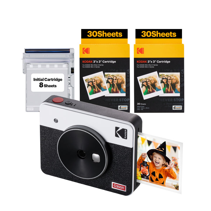 KODAK Mini Shot 3 Retro 4PASS 2-in-1 Instant Camera and Photo Printer (3x3 inches) + 68 Sheets Bundle