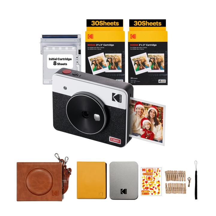 KODAK Mini Shot 3 Retro 4PASS 2-in-1 Instant Camera and Photo Printer (3x3 inches) + 68 Sheets Gift Bundle