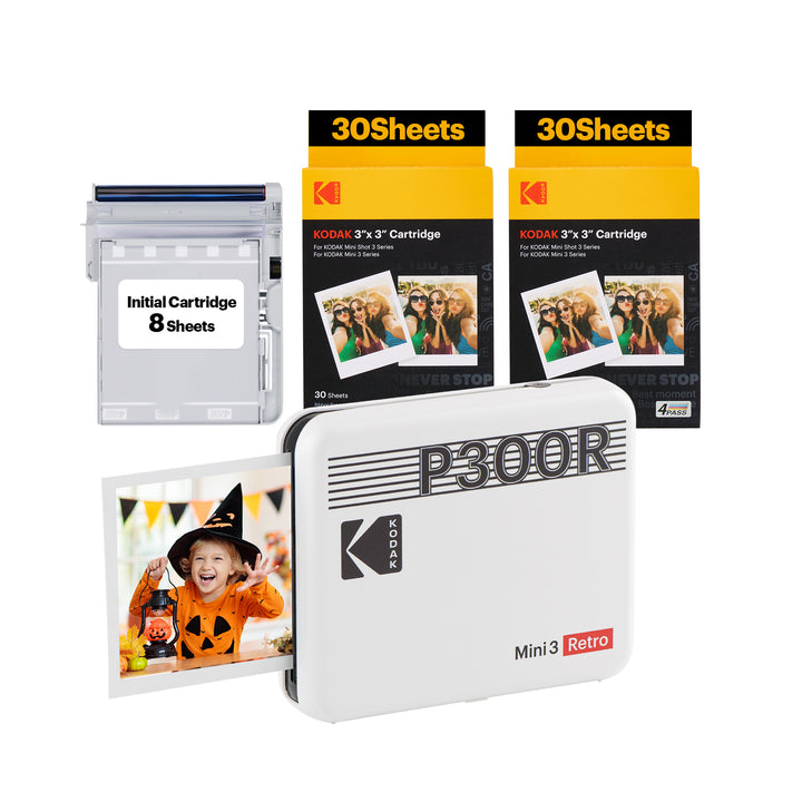 KODAK Mini 3 Retro 4PASS Portable Photo Printer (3x3 inches) + 68 Sheets Bundle