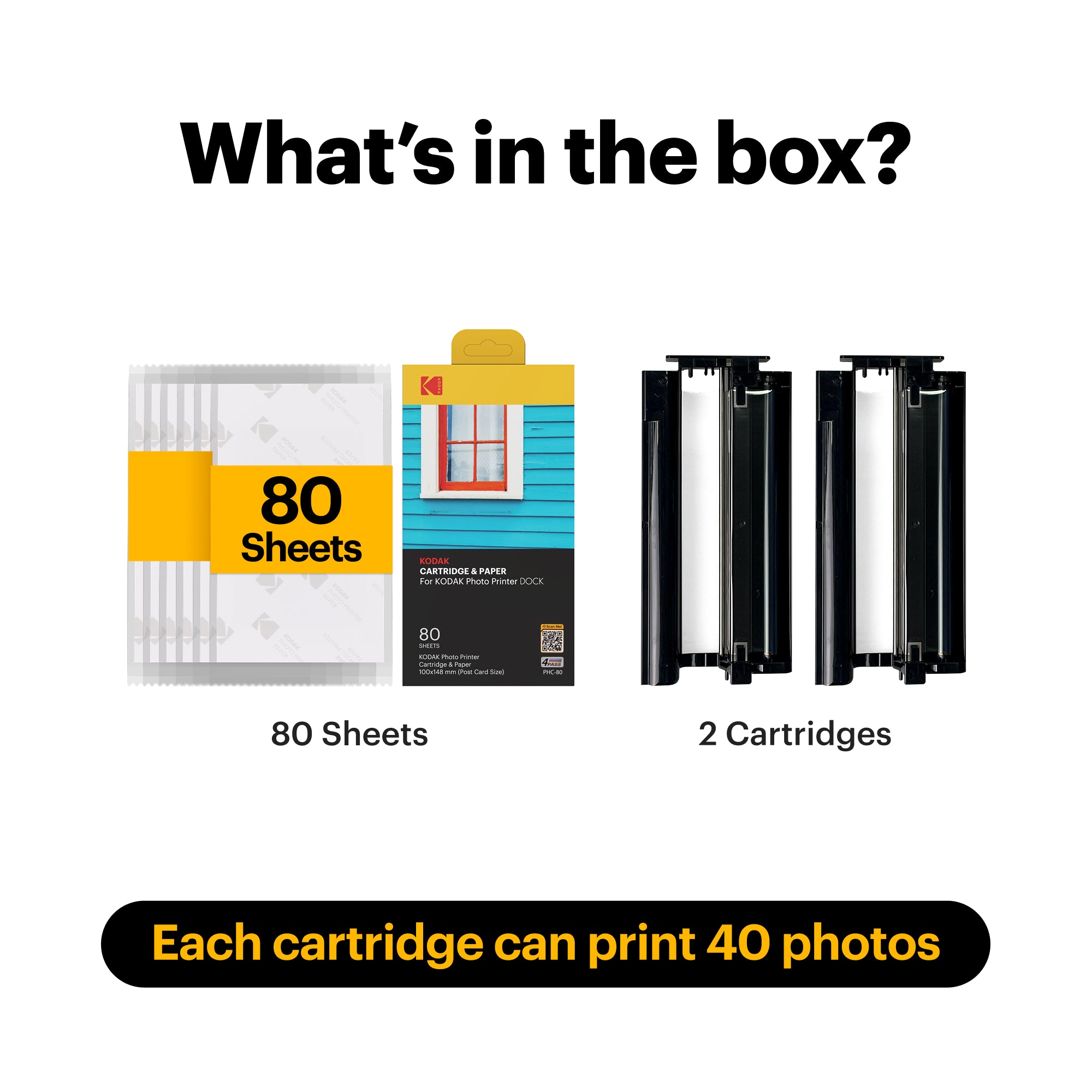 PHC80 4X6 Inch Kodak Dock Plus & Dock Photo Printer Cartridge