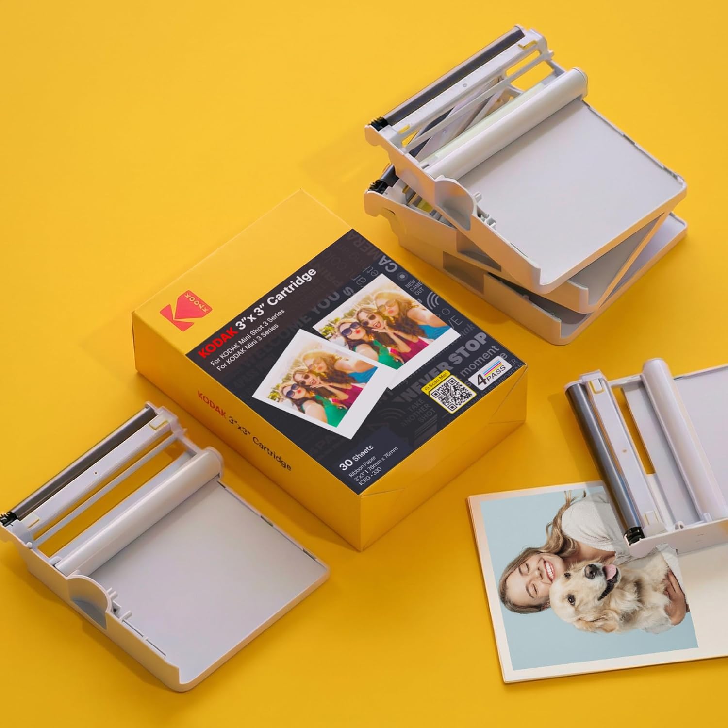 Kodak Fotodrucker 3-Zoll-Patrone - 60 Pack von Kodak 4pass 3 "X3" -Patrone, All-in-One-Papier- und Farbband-Patrone-Nachfüllung - kompatibel mit Mini-3-Quadratmeter, Mini-3-Quadrat-Retro, Mini-Schuss 3-Quadratmeter, Mini-Schuss 3-Quadratmeter Retro
