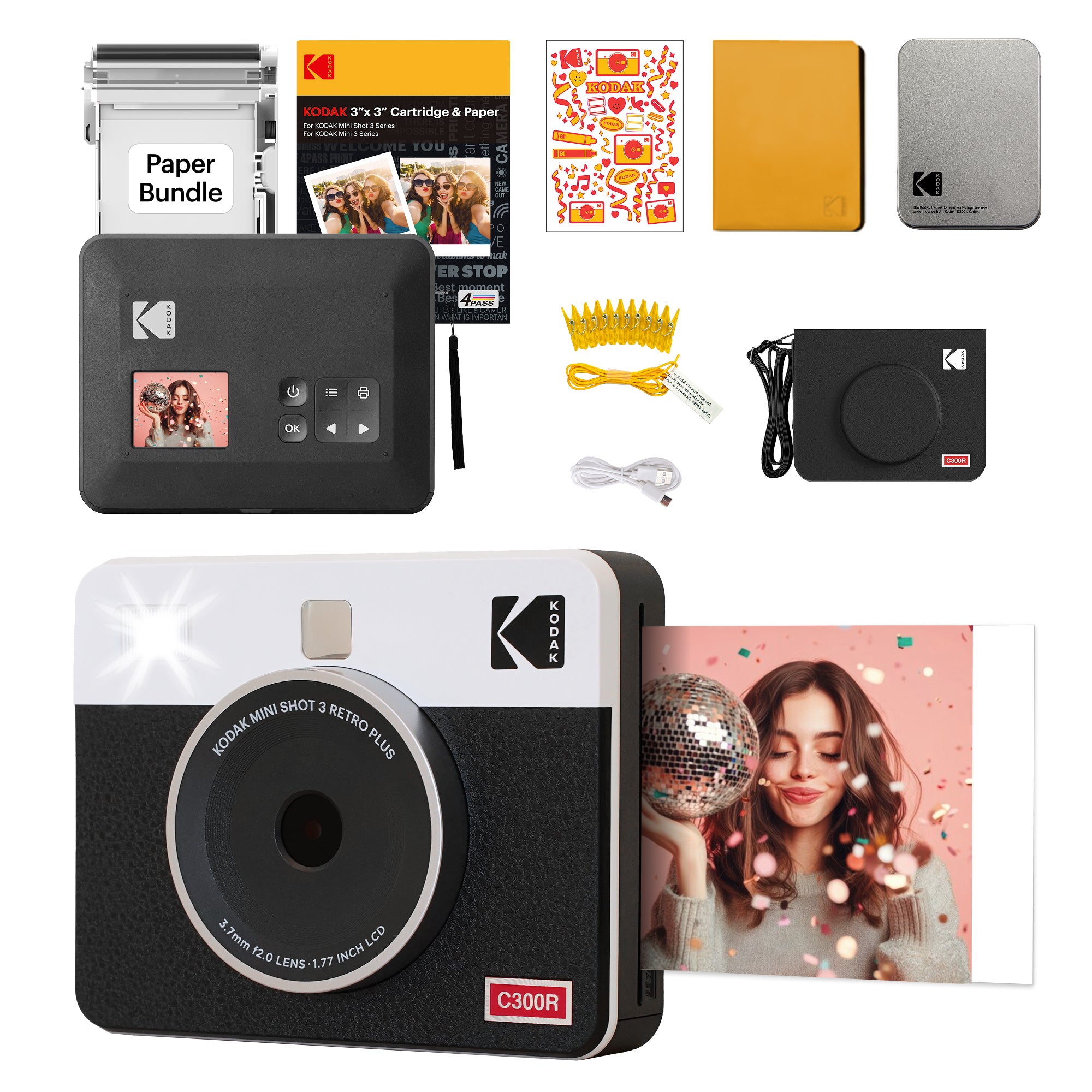 KODAK Mini Shot 3 Retro C300R 30 sheet Gift Bundle