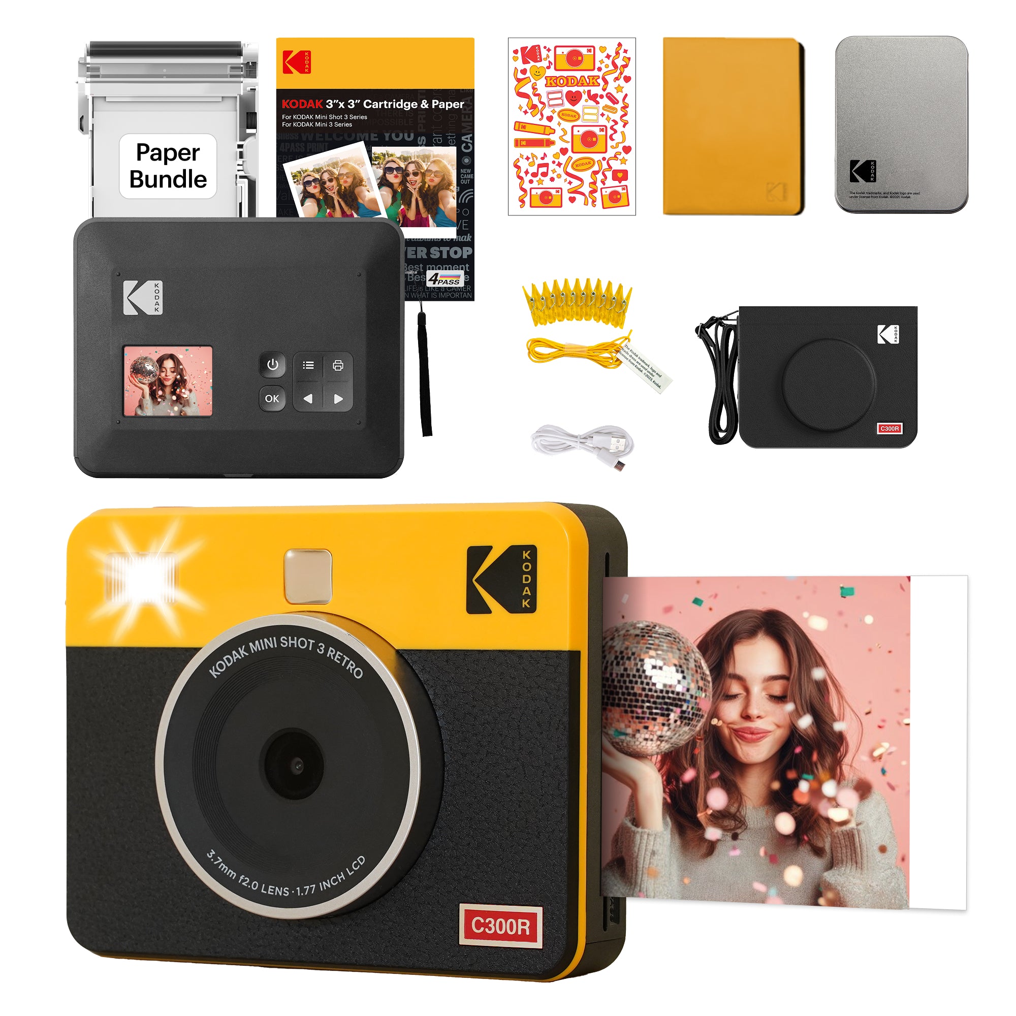 ★ KODAK コダック C300R フィルムカメラ KODAK Mini Shot 3 Retro C300R 30 sheet Gift Bundle