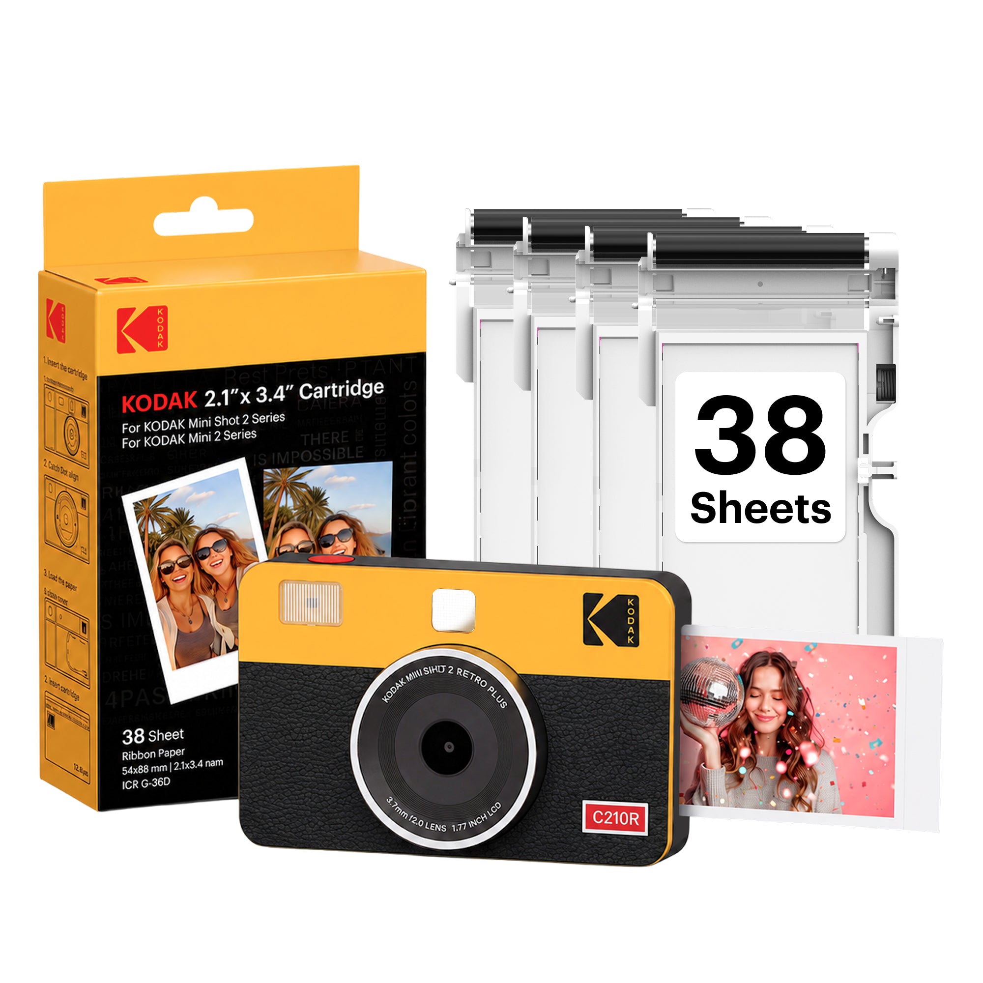KODAK Mini Shot 2 Retro インスタントカメラ（C210R） Kodak Mini Shot 2 Retro Portable Wireless Instant Camera & Photo