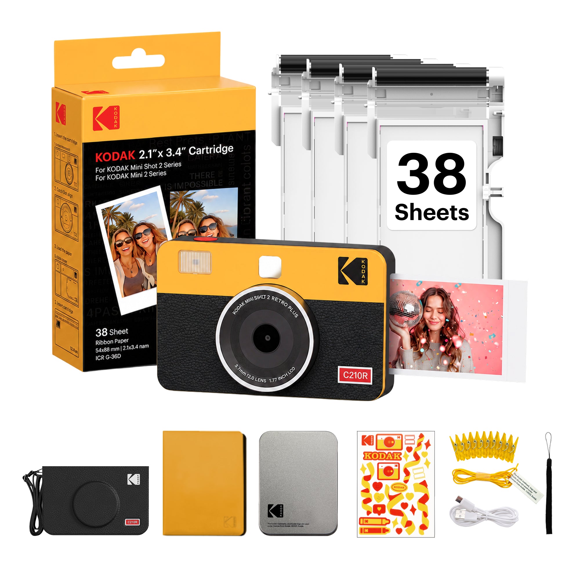 KODAK Mini Shot 2 Retro 2.1x3.4 Inch C210R 38 Sheet Gift Bundle