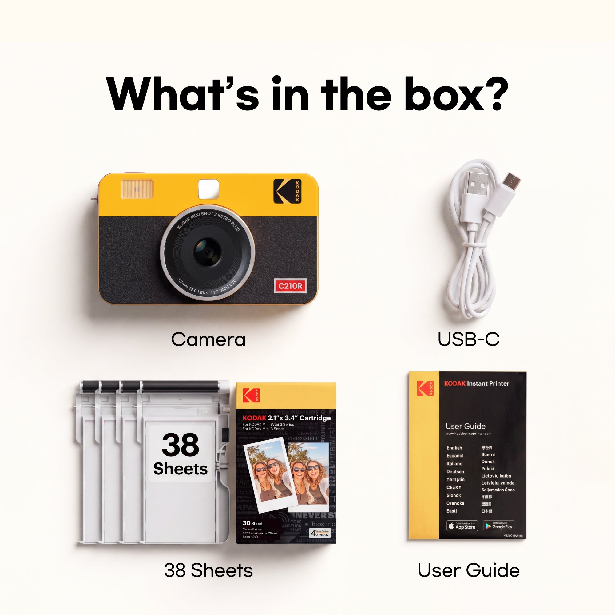 KODAK Mini Shot 2 Retro 2.1x3.4 Inch C210R 38 Sheet Bundle