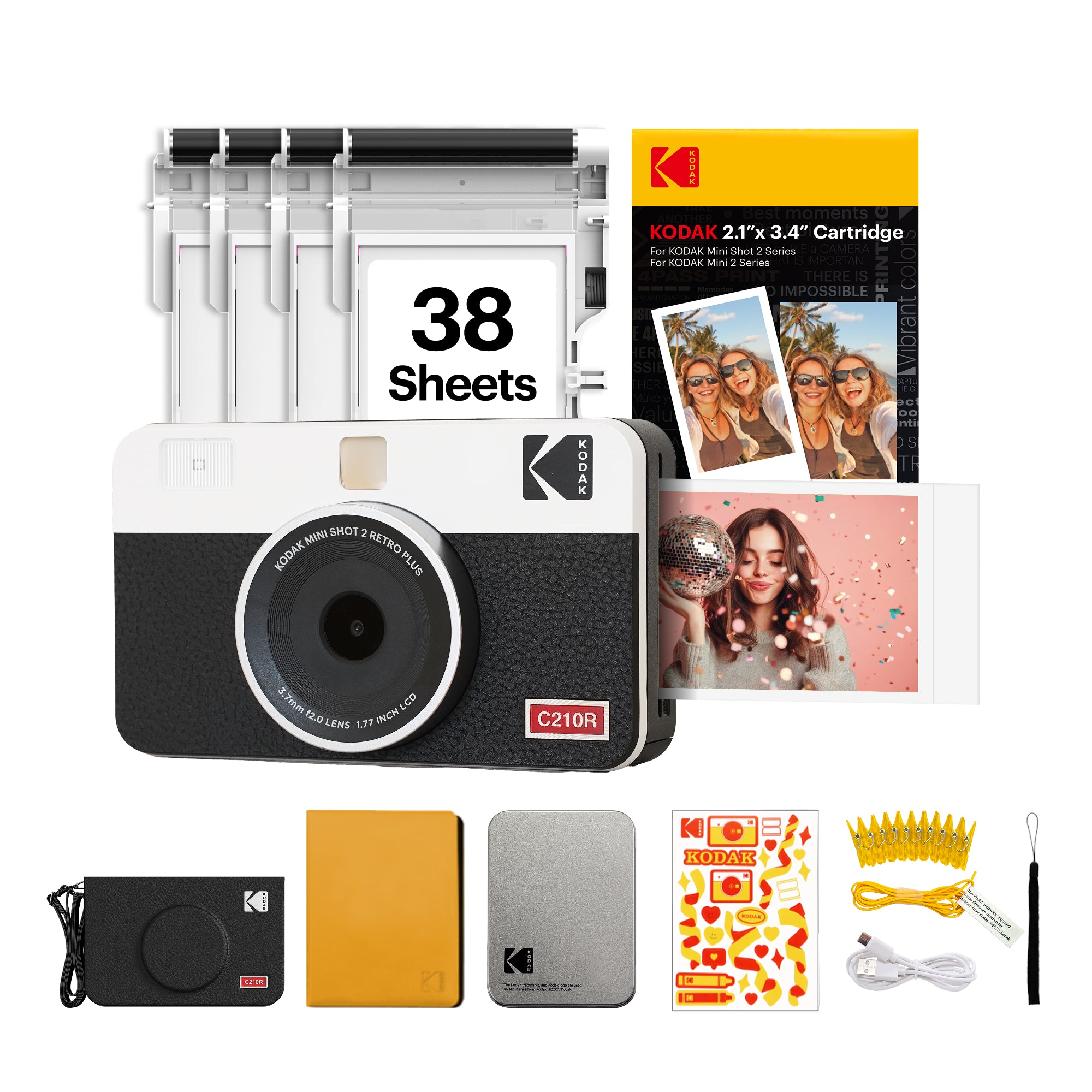KODAK Mini Shot 2 Retro 2.1x3.4 Inch C210R 38 Sheet Gift Bundle