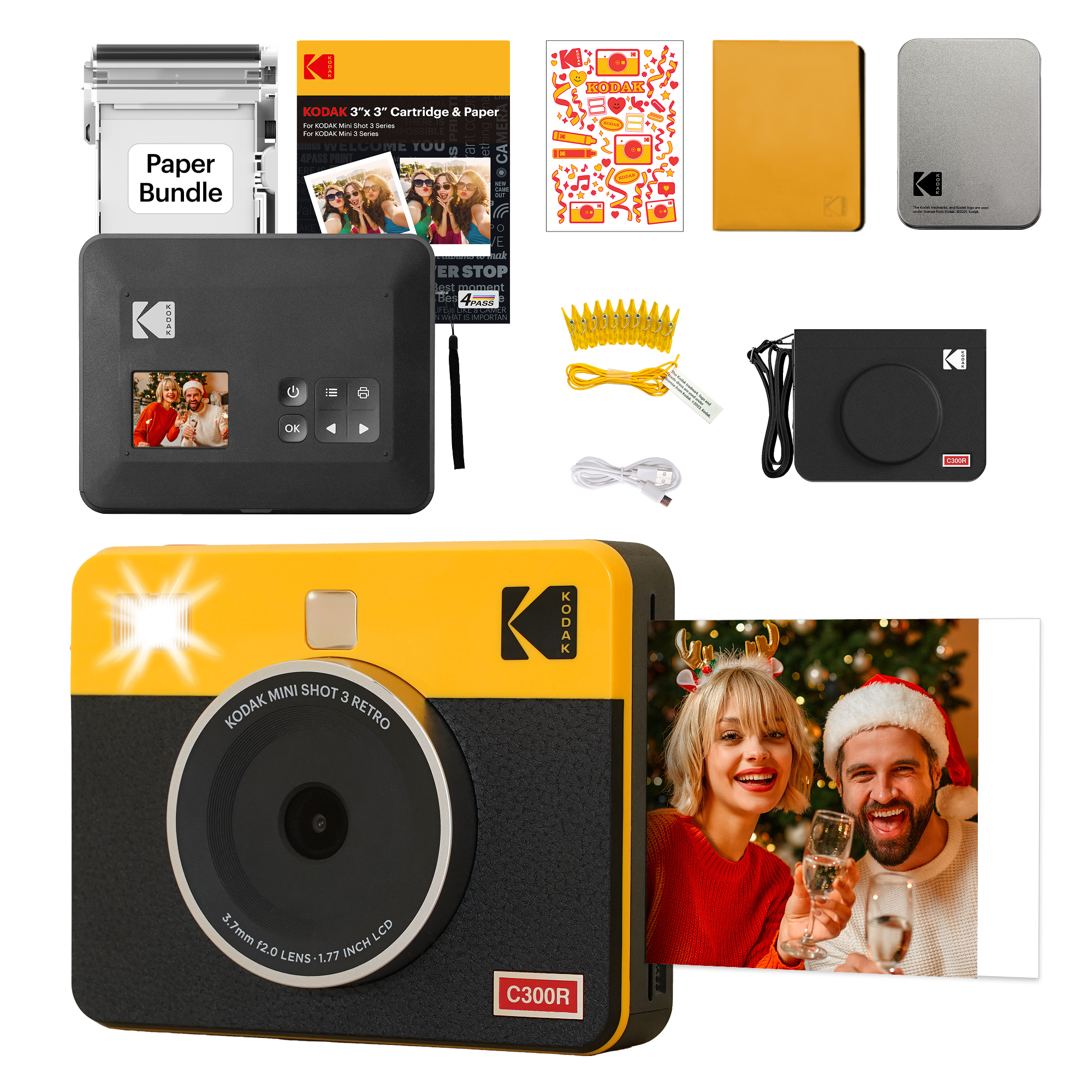 KODAK Mini Shot 3 Retro C300R 30 sheet Gift Bundle