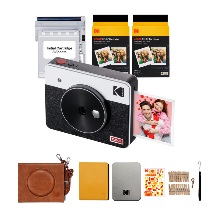 KODAK Mini Shot 3 Retro 4PASS 2-in-1 Instant Camera and Photo Printer (3x3 inches) + 68 Sheets Gift Bundle